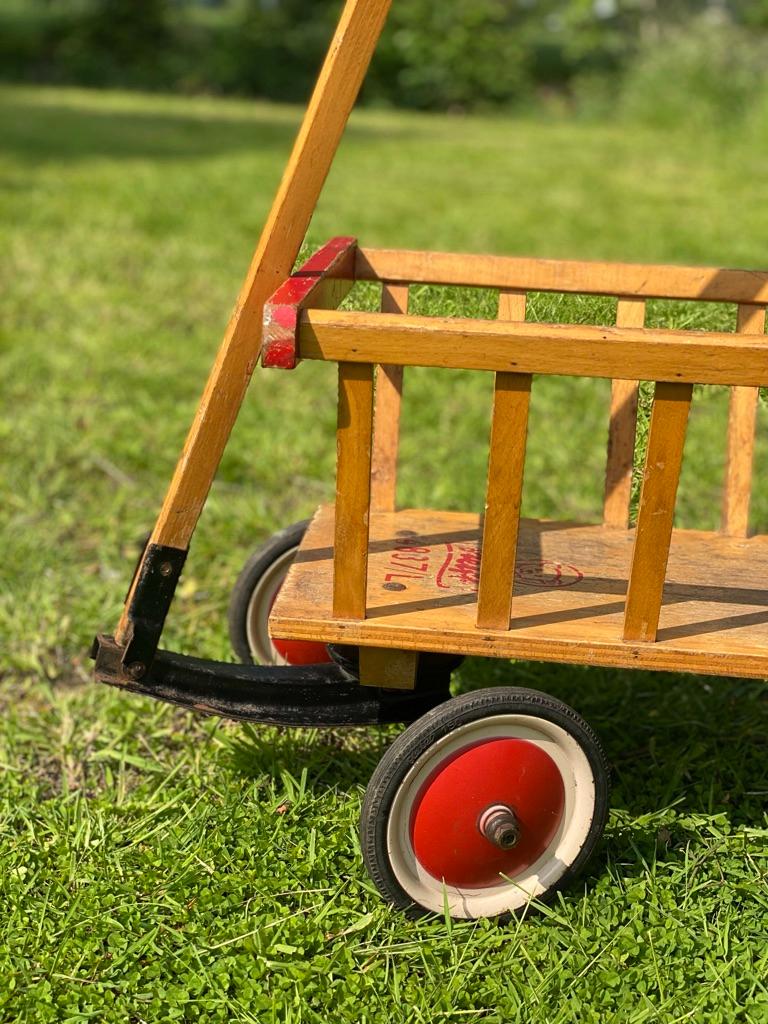 Mid-Century Modern Steiff 1950's Children's Wooden Wagon Handcart, Germany For Sale