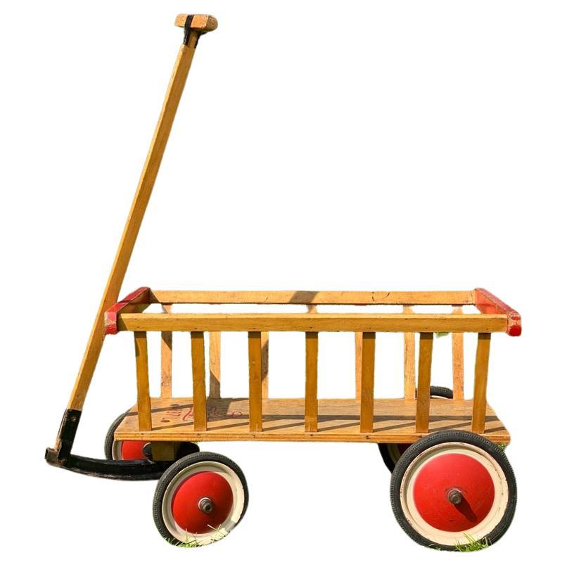 Steiff 1950's Children's Wooden Wagon Handcart, Germany For Sale