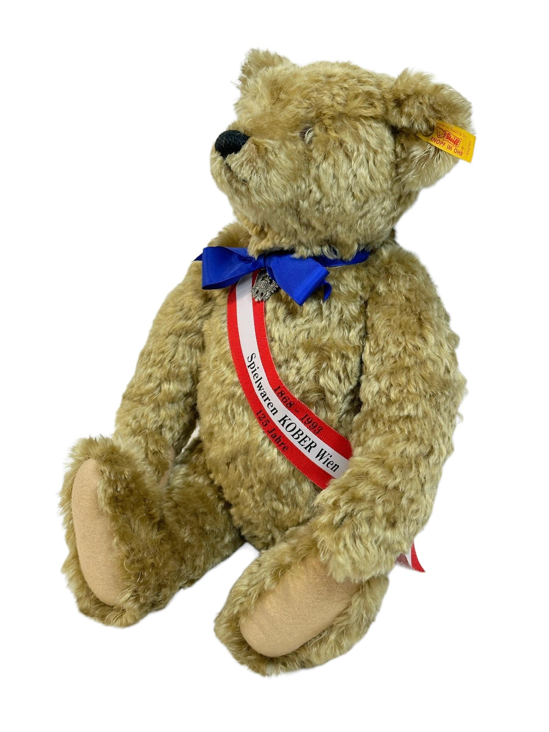 Folk Art Steiff Collectible Teddy Bear Toy Store Kober Vienna exclusive, Vintage Austria