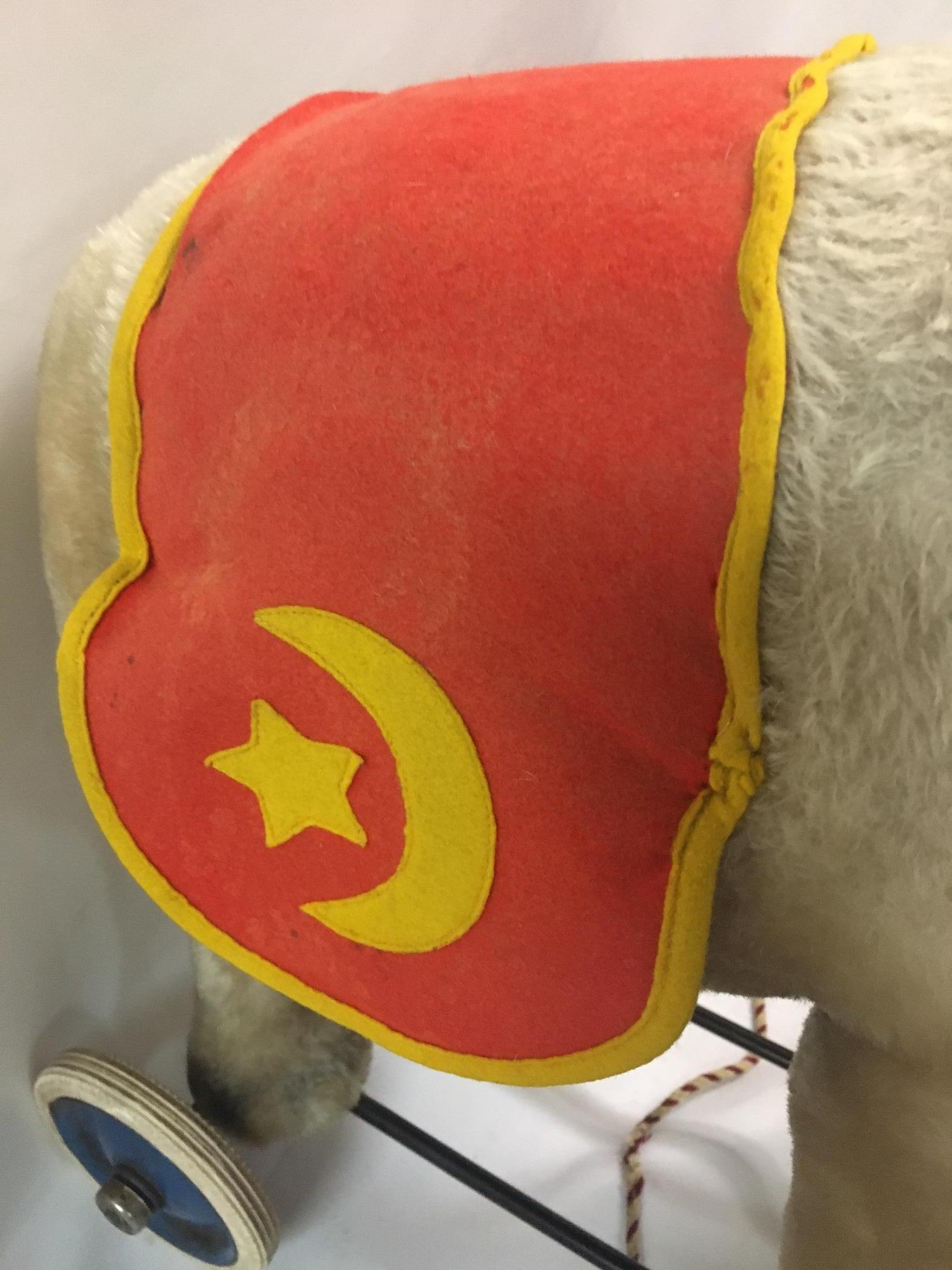 Steiff Riding Elephant on Wheels With Growler and Felt Saddle 3
