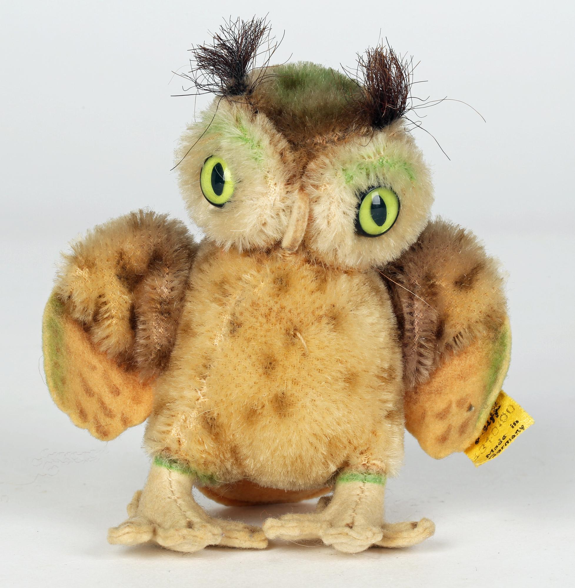 Steiff Vintage Wittie the Owl Small Mohair Figure with Label 4