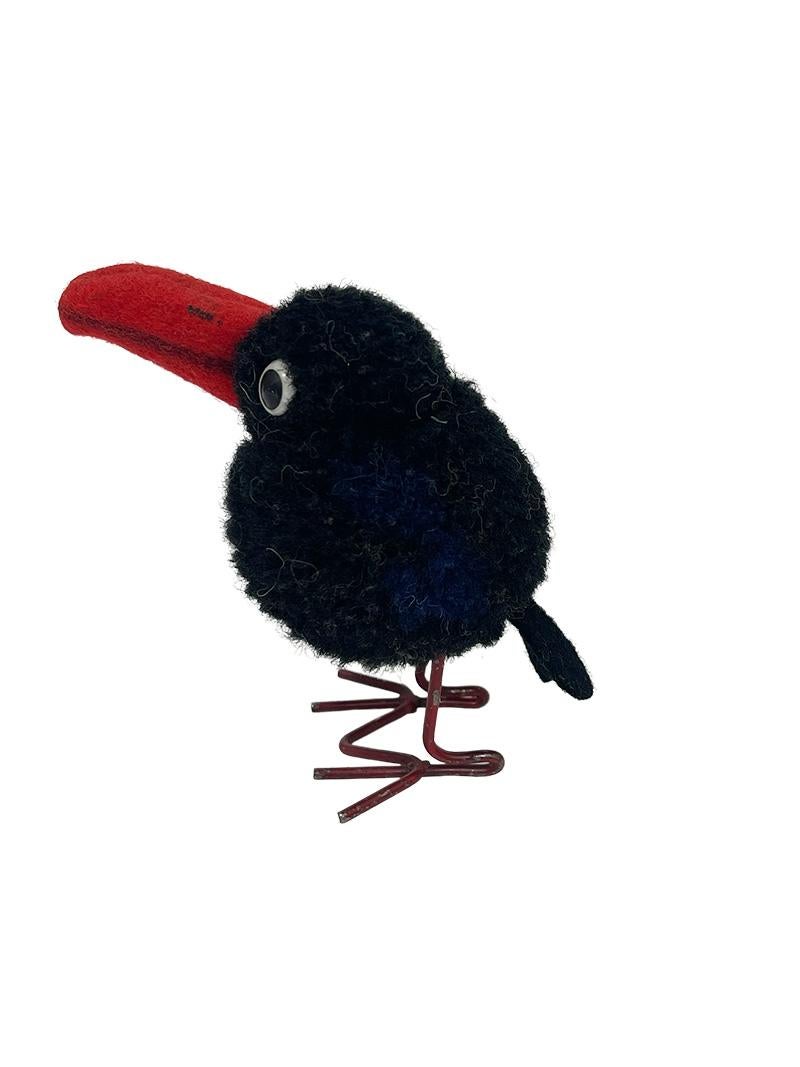 Fabric Steiff wool miniature Toy Raven Crow, Germany 1938-43 For Sale