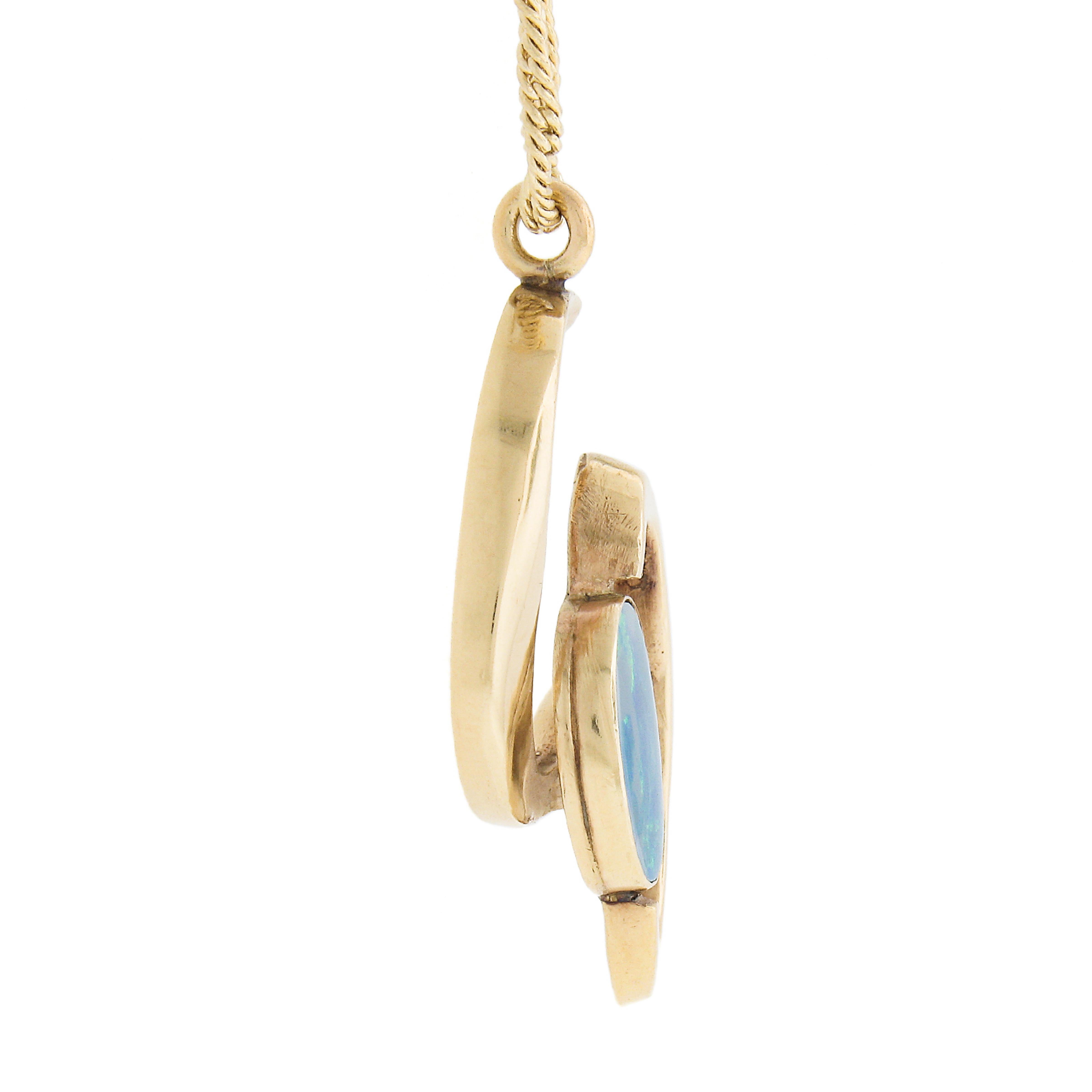 Steig Colgante de oro amarillo de 14k con forma libre de ópalo de Boulder Collar de cuerda retorcida de 18 pulgadas en Bueno estado para la venta en Montclair, NJ
