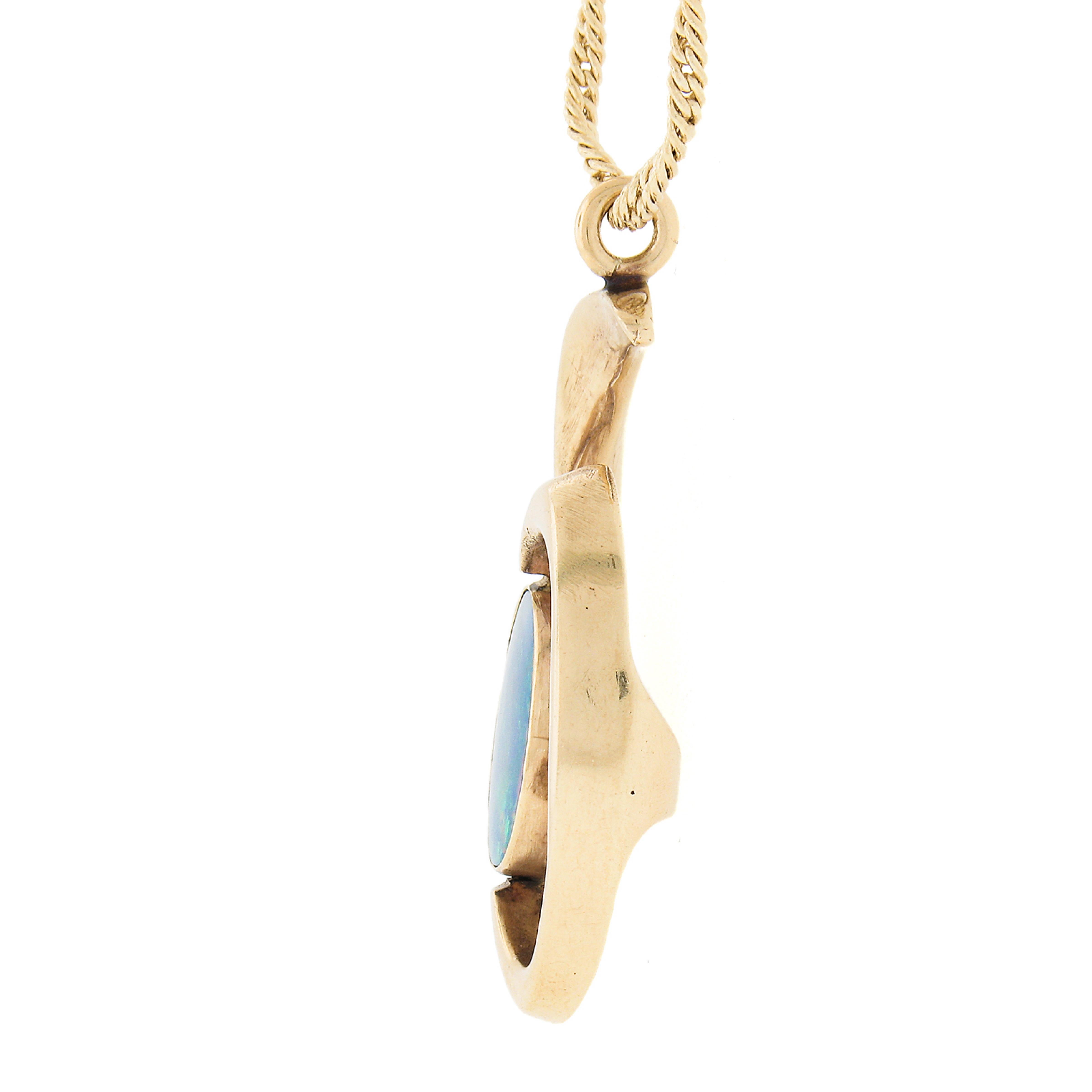 De las mujeres Steig Colgante de oro amarillo de 14k con forma libre de ópalo de Boulder Collar de cuerda retorcida de 18 pulgadas en venta