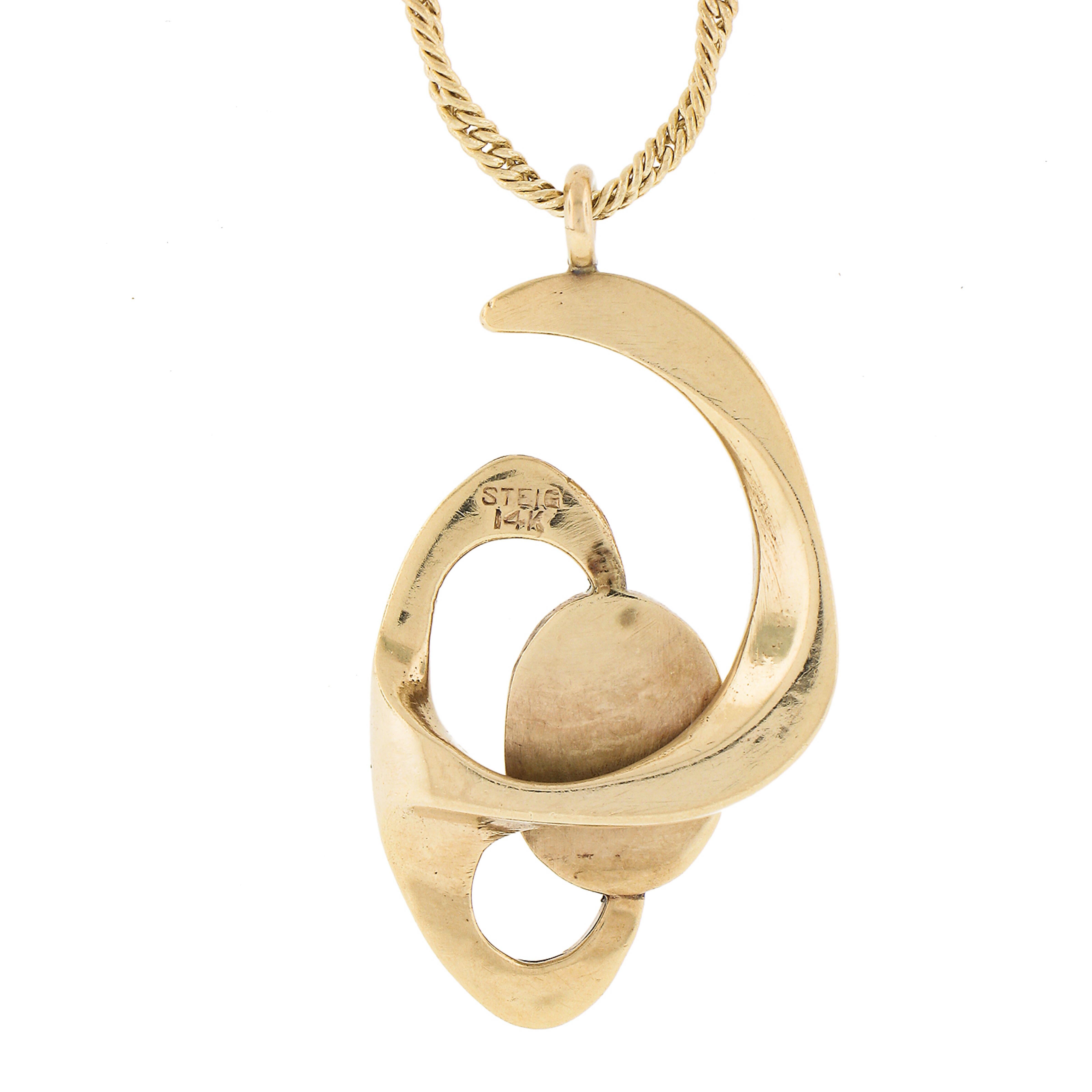 Steig Colgante de oro amarillo de 14k con forma libre de ópalo de Boulder Collar de cuerda retorcida de 18 pulgadas en venta 1