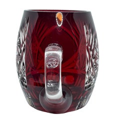 Stein Beer Glass Mug, Ruby Red Crystal Art Glass, Vintage Bohemia