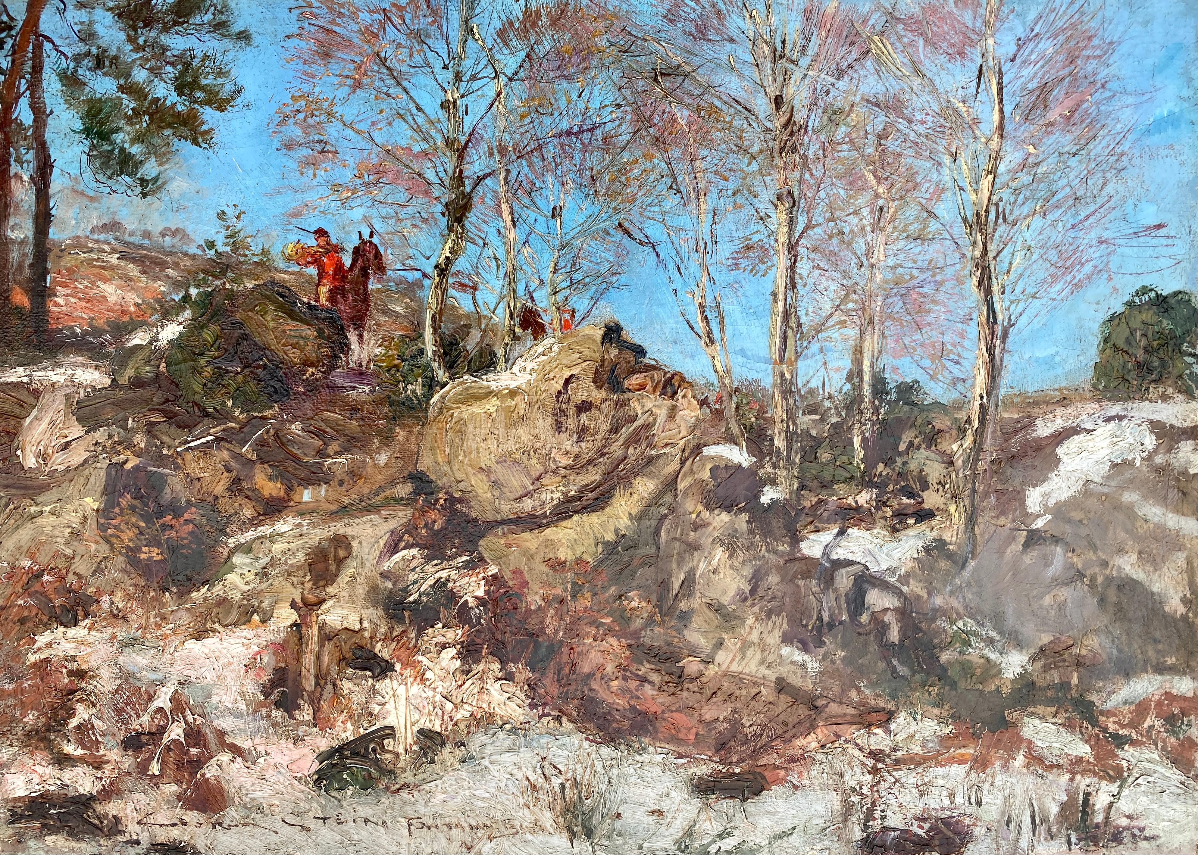 Hunting in Fontainebleau, Georges Stein, Paris 1870 – 1955, French Painter - Painting by Stein Georges