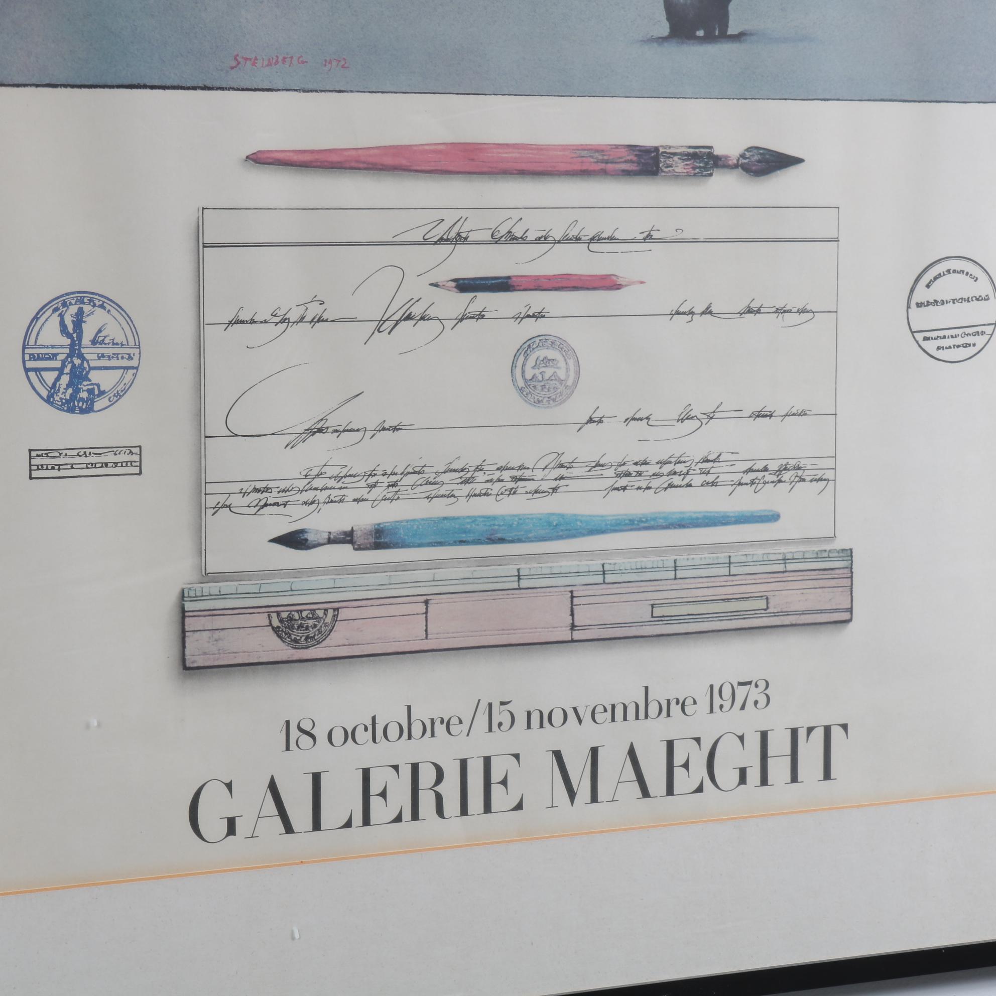 Mid-Century Modern Steinberg Lithography for Galerie Maeght, Printed by Mourlot in Paris, 1973 For Sale