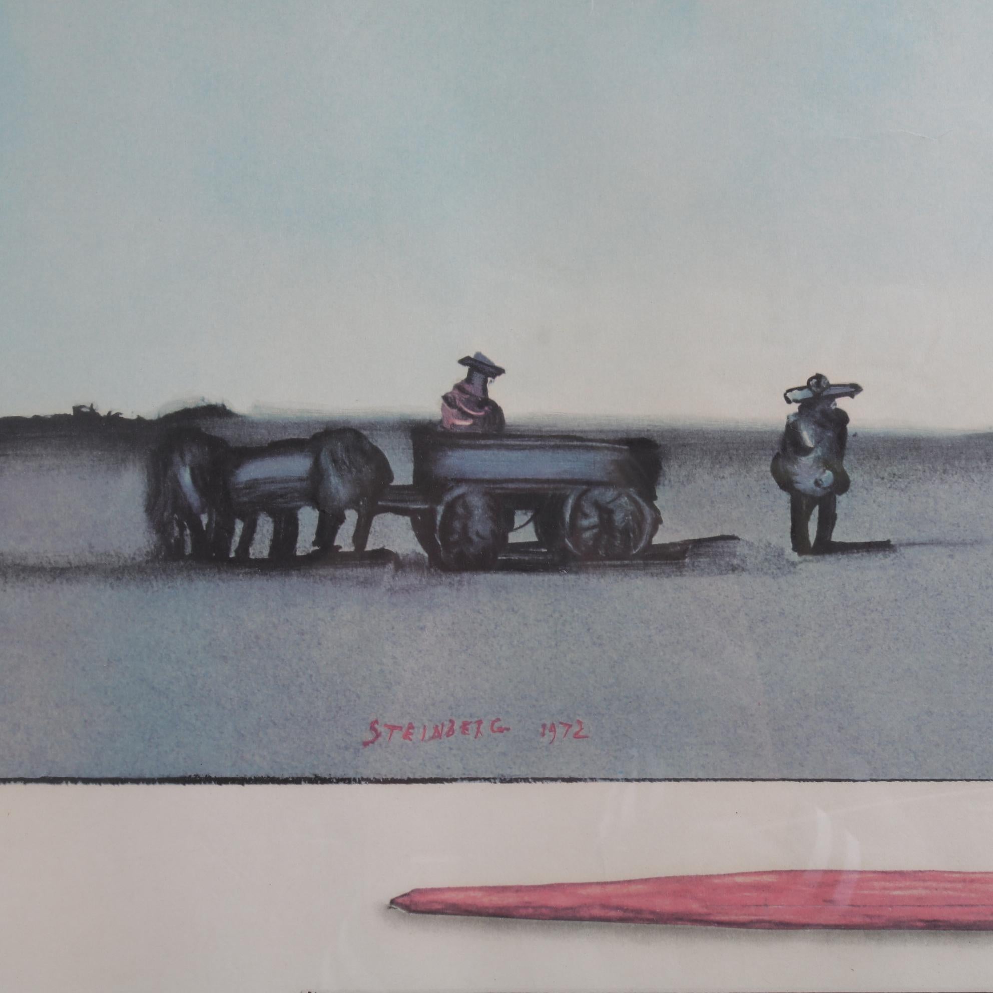 Steinberg Lithografie für die Galerie Maeght, gedruckt von Mourlot in Paris, 1973 im Zustand „Gut“ im Angebot in Amsterdam, NL