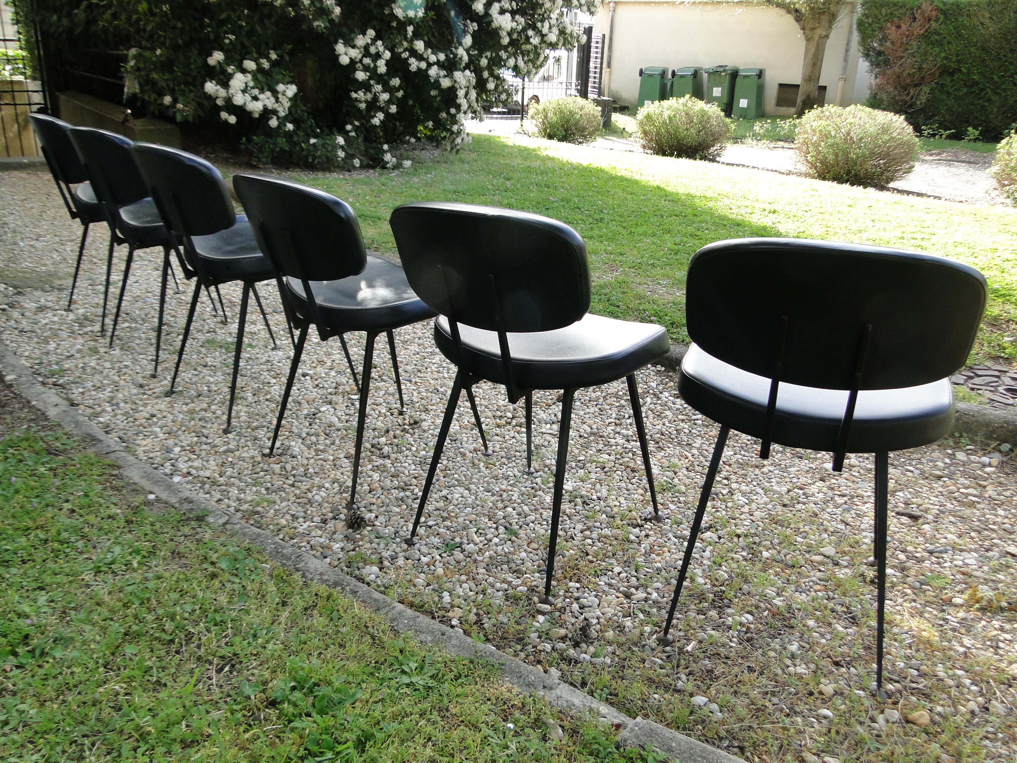 Painted Steiner Airborne 6 Chairs Guariche Paulin Mortier Motte Thonet Arp French 