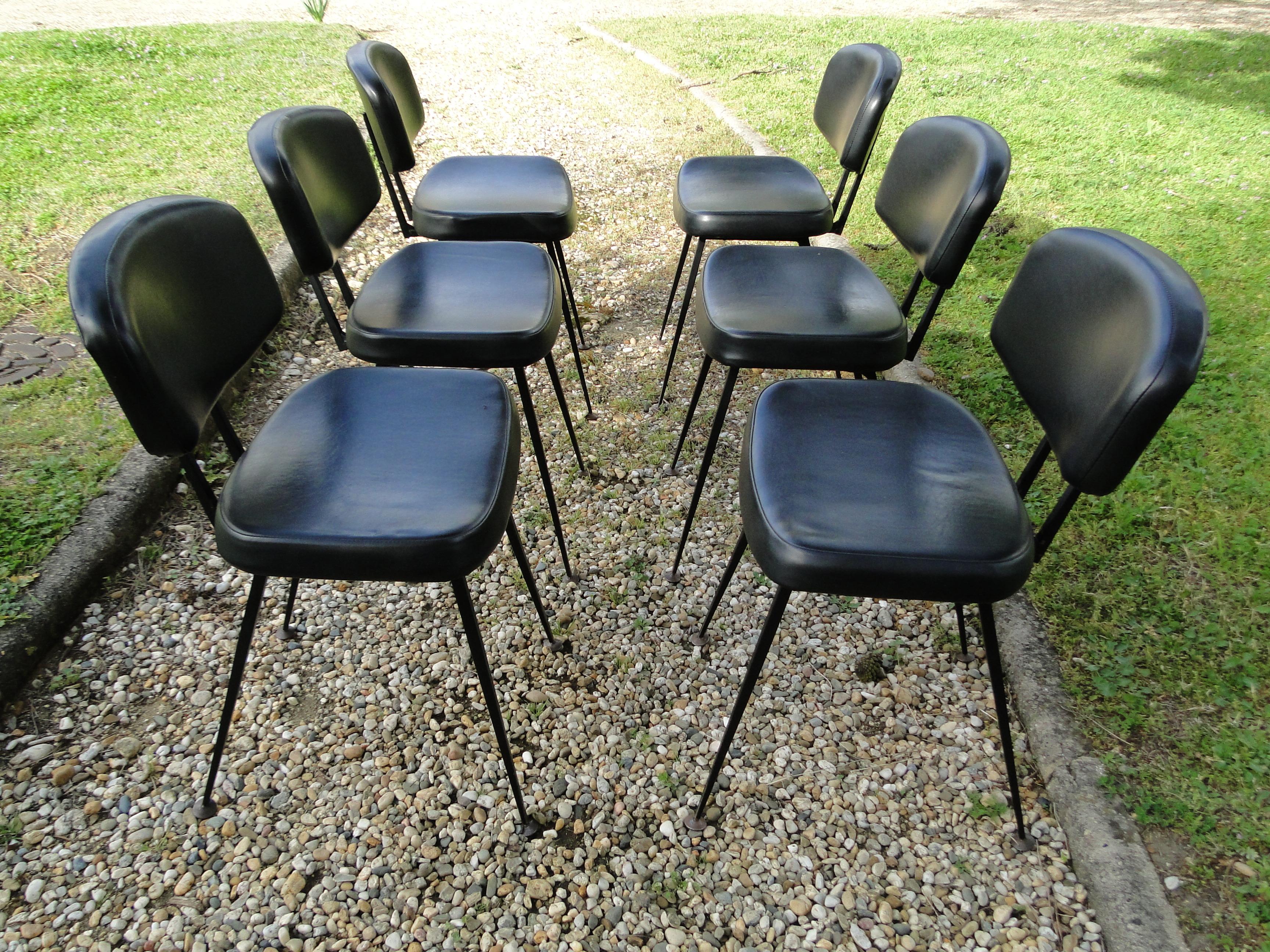 Steiner Airborne 6 Chairs Guariche Paulin Mortier Motte Thonet Arp French  In Good Condition In Lège Cap Ferret, FR