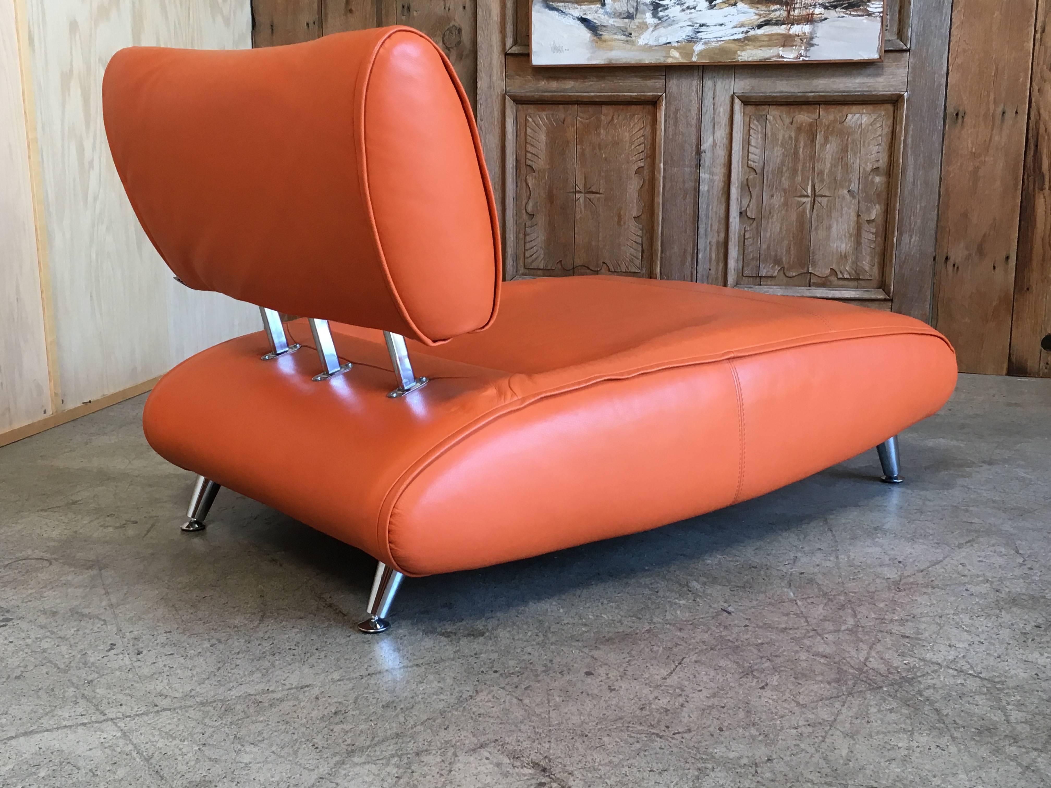 20th Century Steiner Leather Chaise Longue
