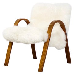Steiner Sheepskin Bow Wood Chair, 1948, France