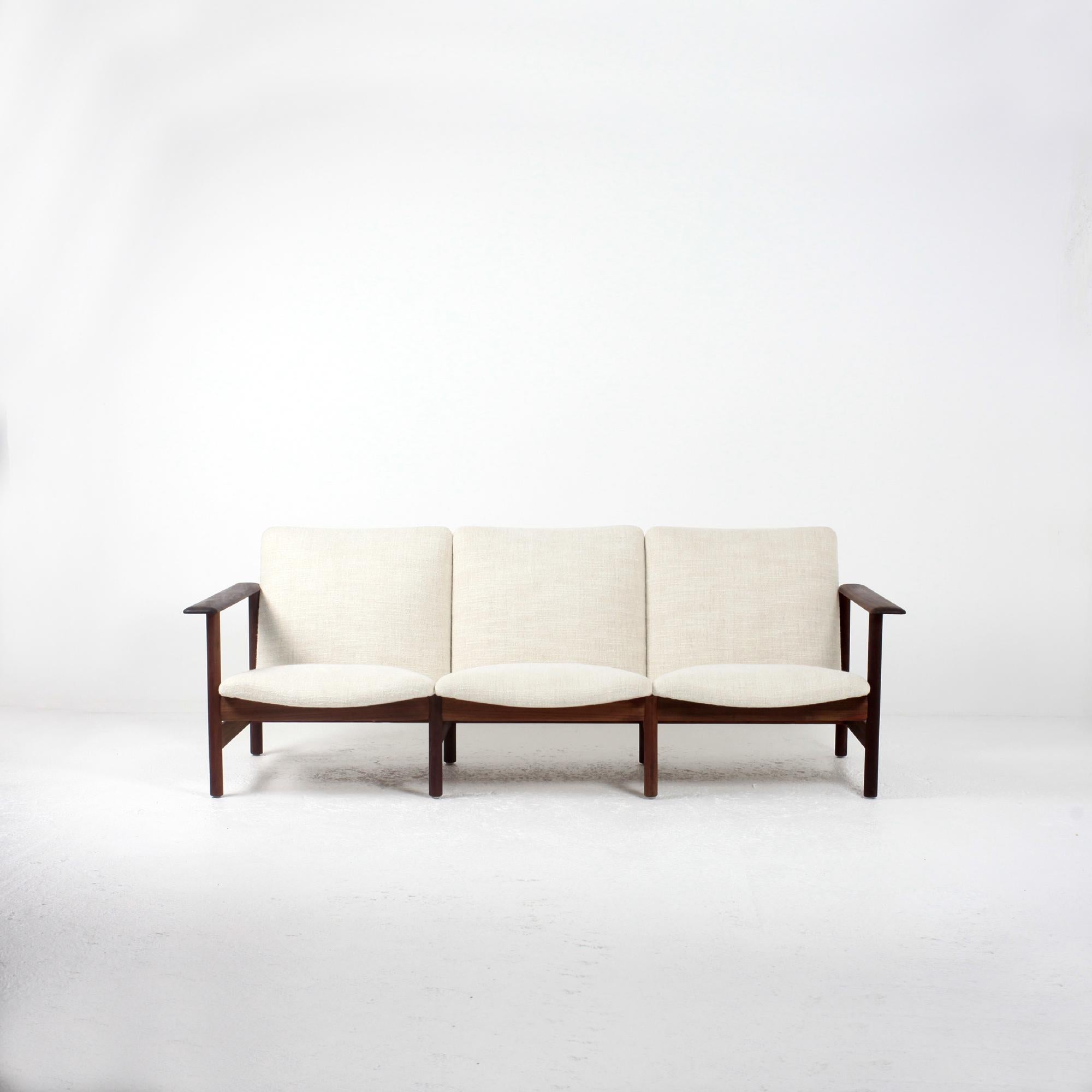 Steiner Sofa Solid Wood Frame and Pierre Frey Fabric, France, 1960s For Sale 5