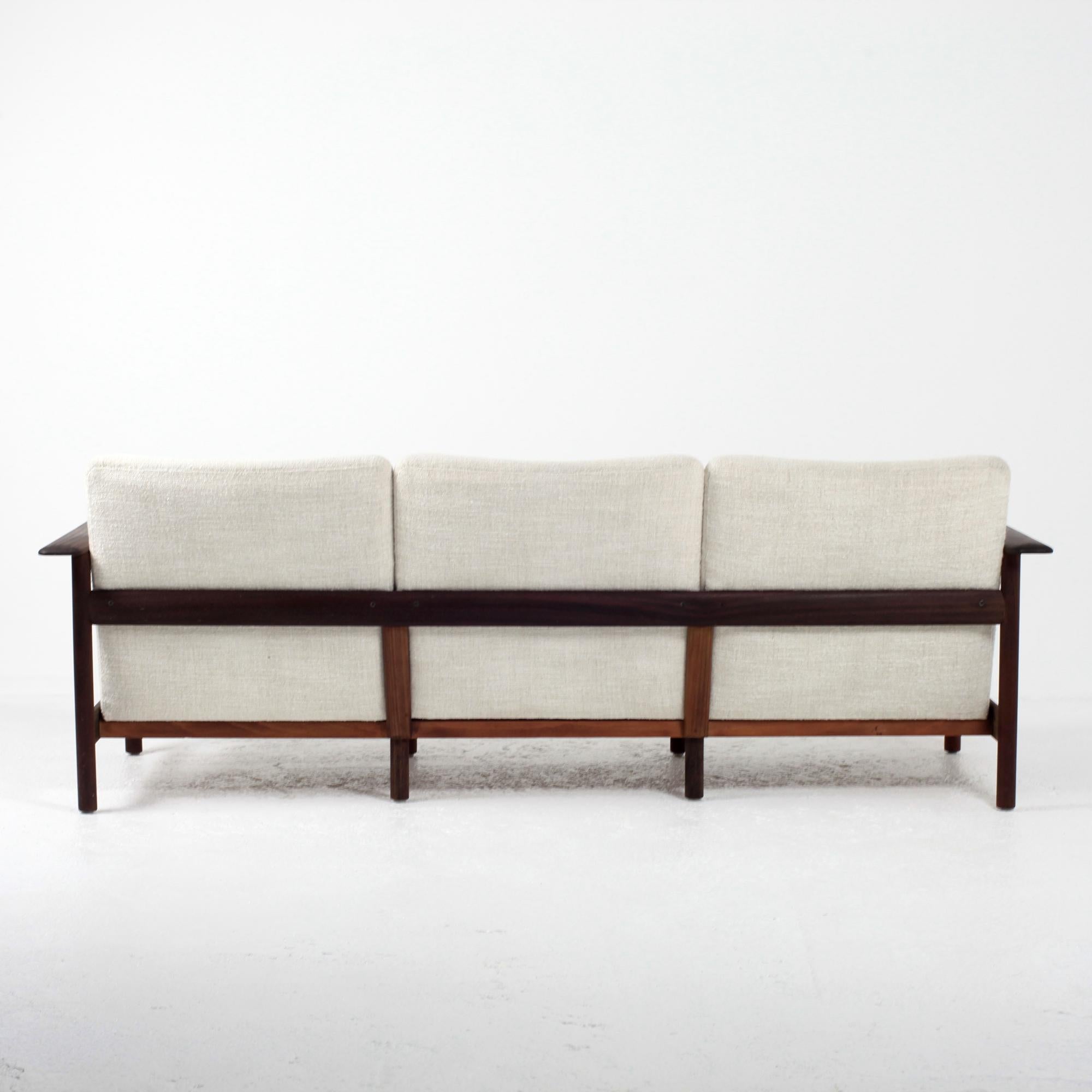 French Steiner Sofa Solid Wood Frame and Pierre Frey Fabric, France, 1960s For Sale