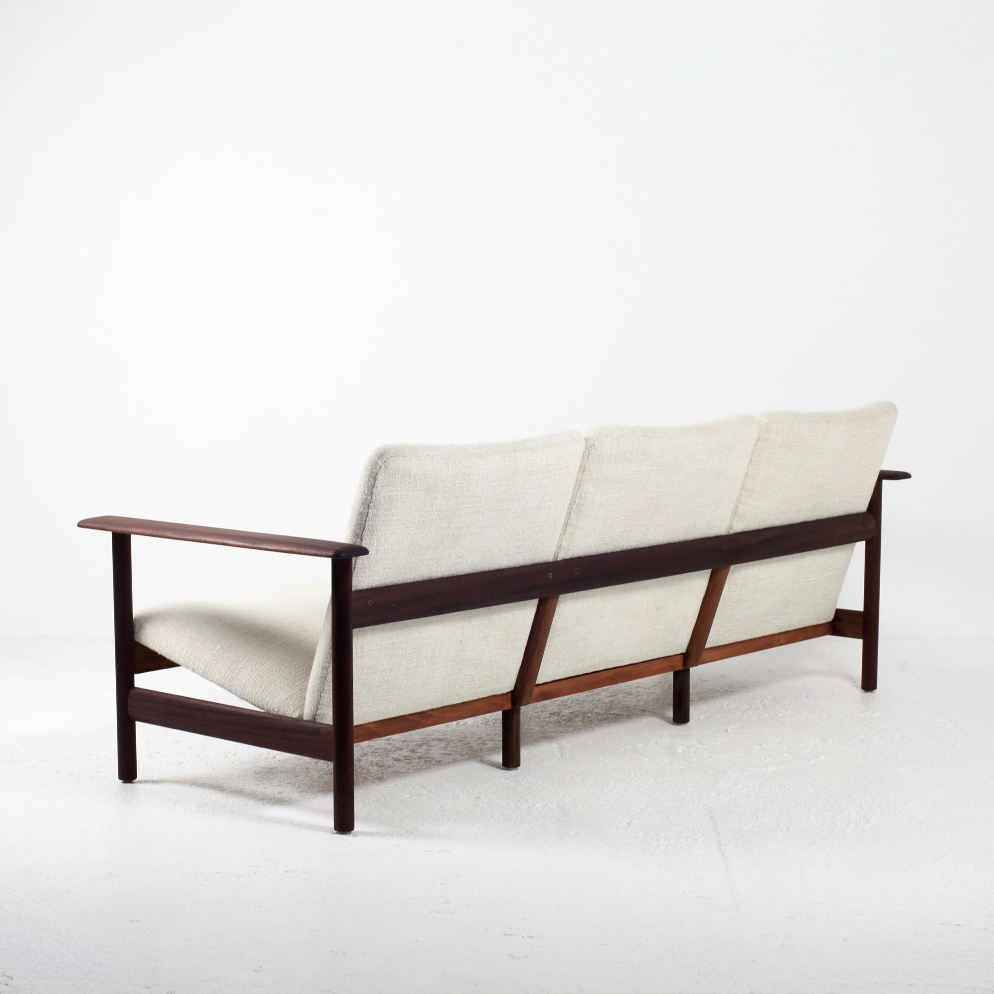 Oiled Steiner Sofa Solid Wood Frame and Pierre Frey Fabric, France, 1960s For Sale