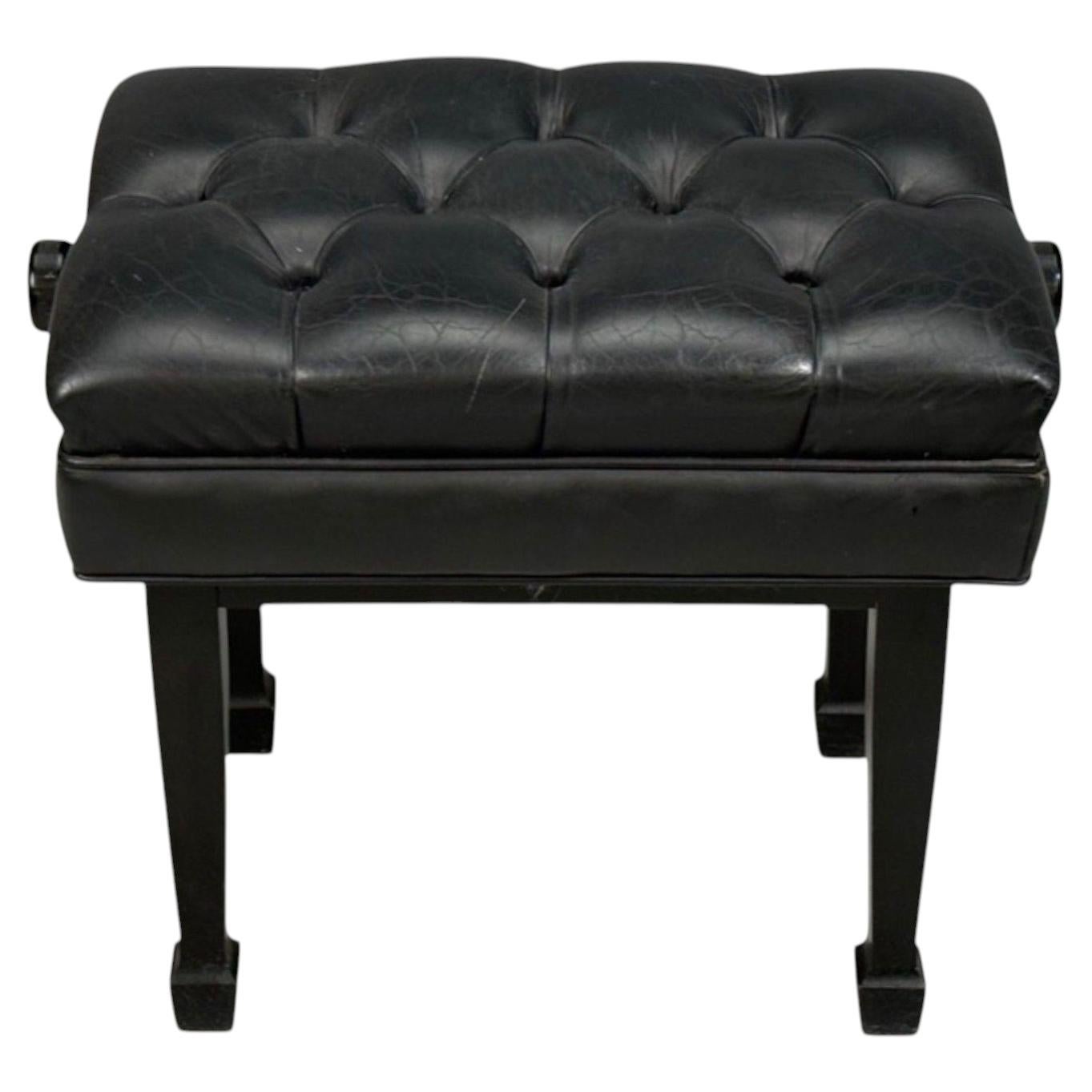 Steinway and Sons, Adjustable Piano Bench, Ebonized Wood, Leather, 2010s
