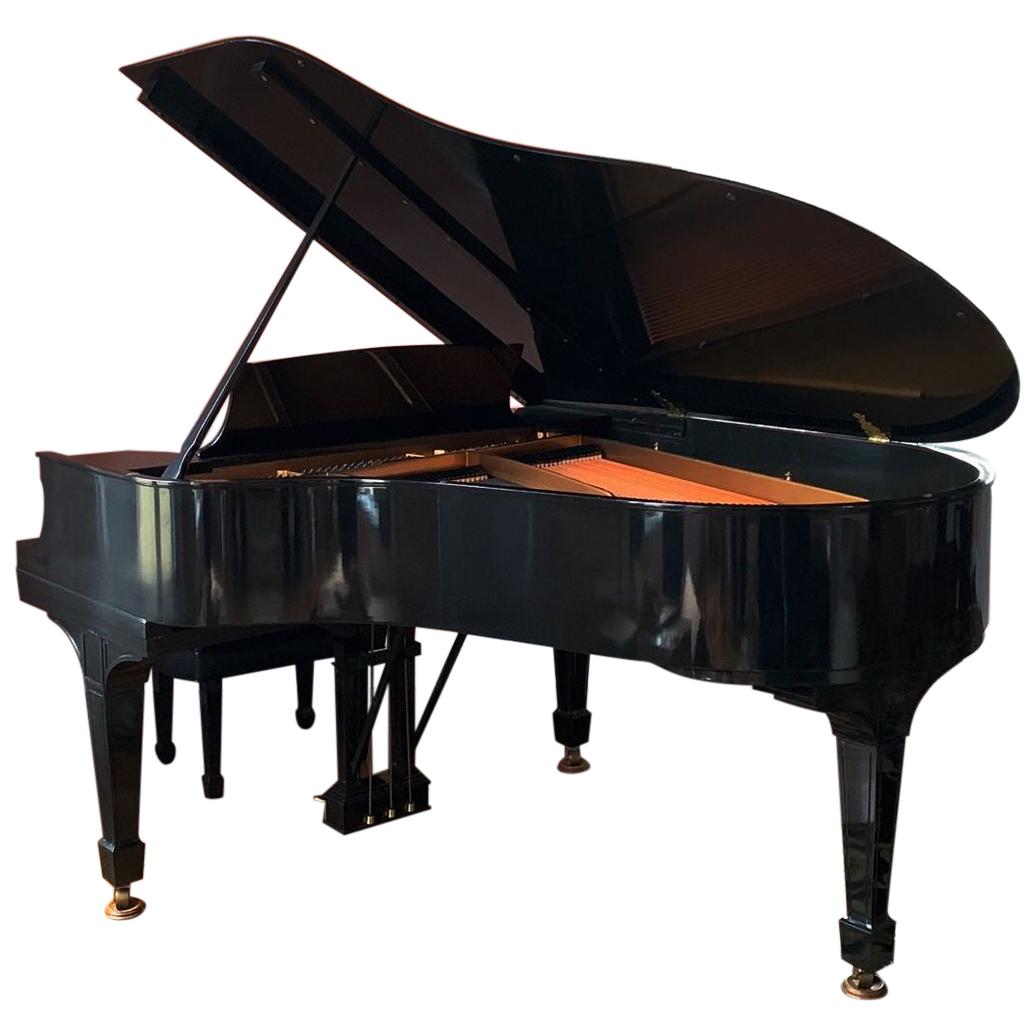 Steinway Baby Grand Piano with Matching Tufted Leather Stool