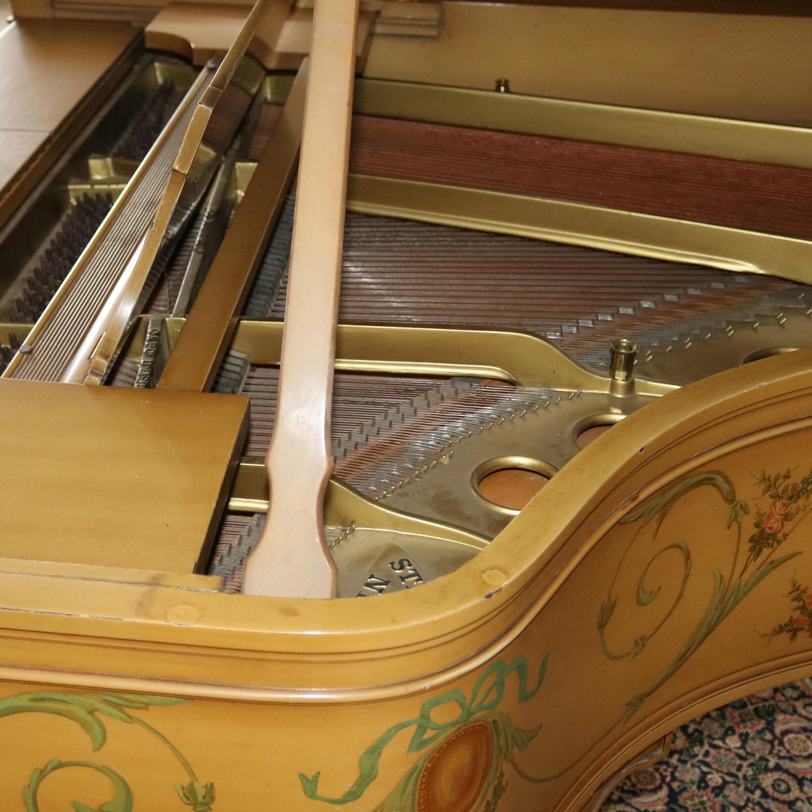 Wood Steinway Duo Art M Aeolian Player Grand Piano, Custom Painted Decorated, 20th C
