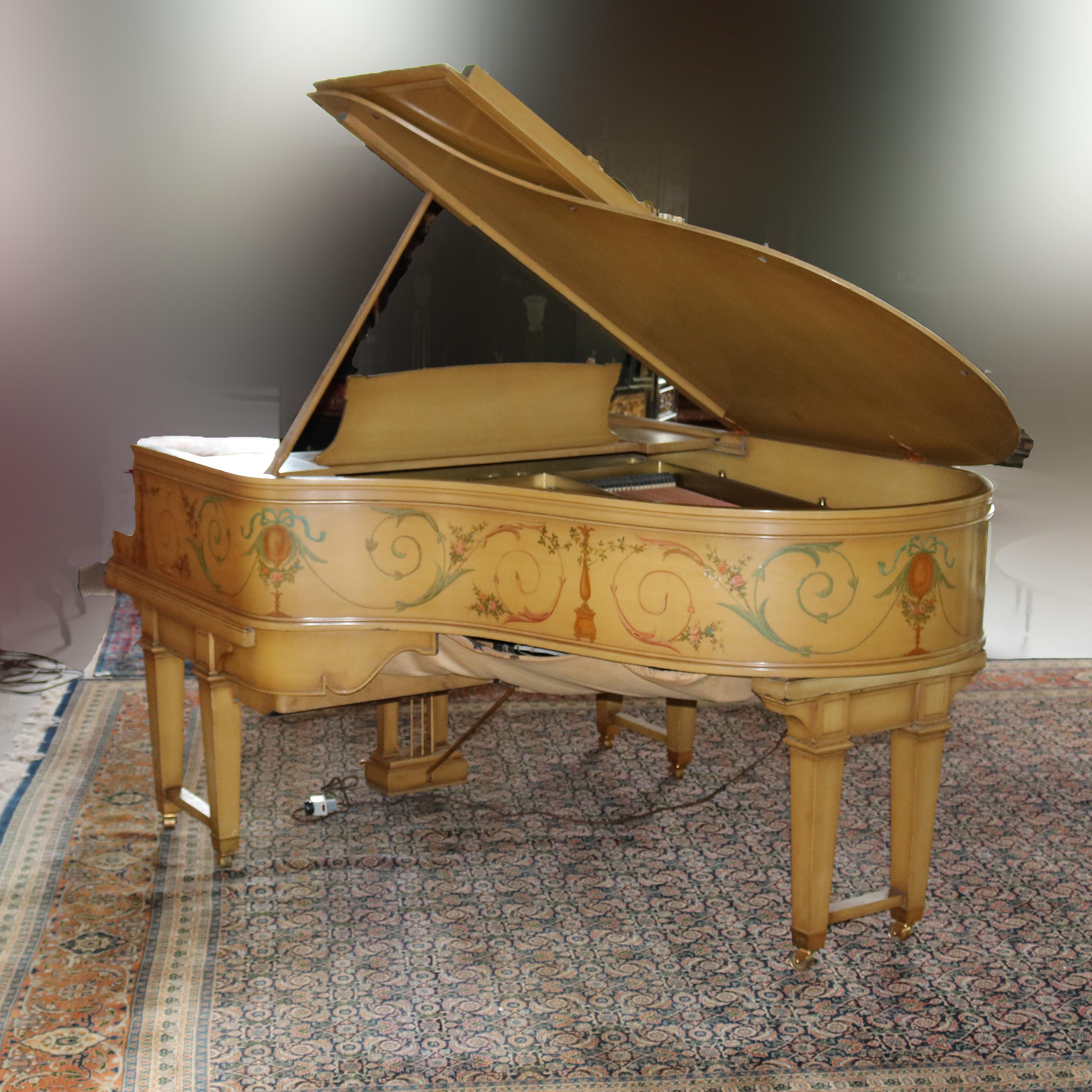 Steinway Duo Art M & Aeolian Player Grand Piano, Custom Paint Decorated with Foliate and Scroll Design, 20th C. 

Measures: 40.5