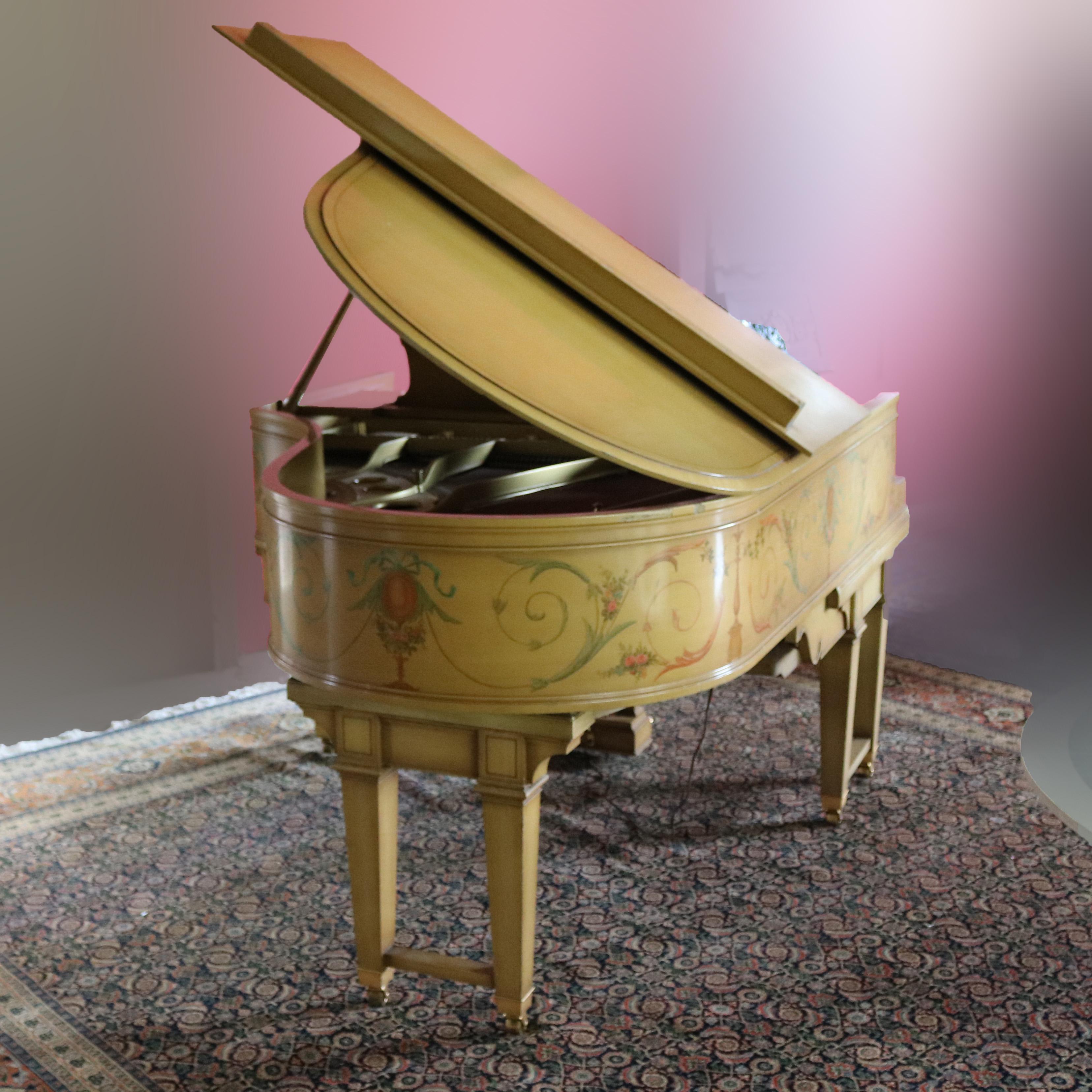 Neoclassical Steinway Duo Art M Aeolian Player Grand Piano, Custom Painted Decorated, 20th C