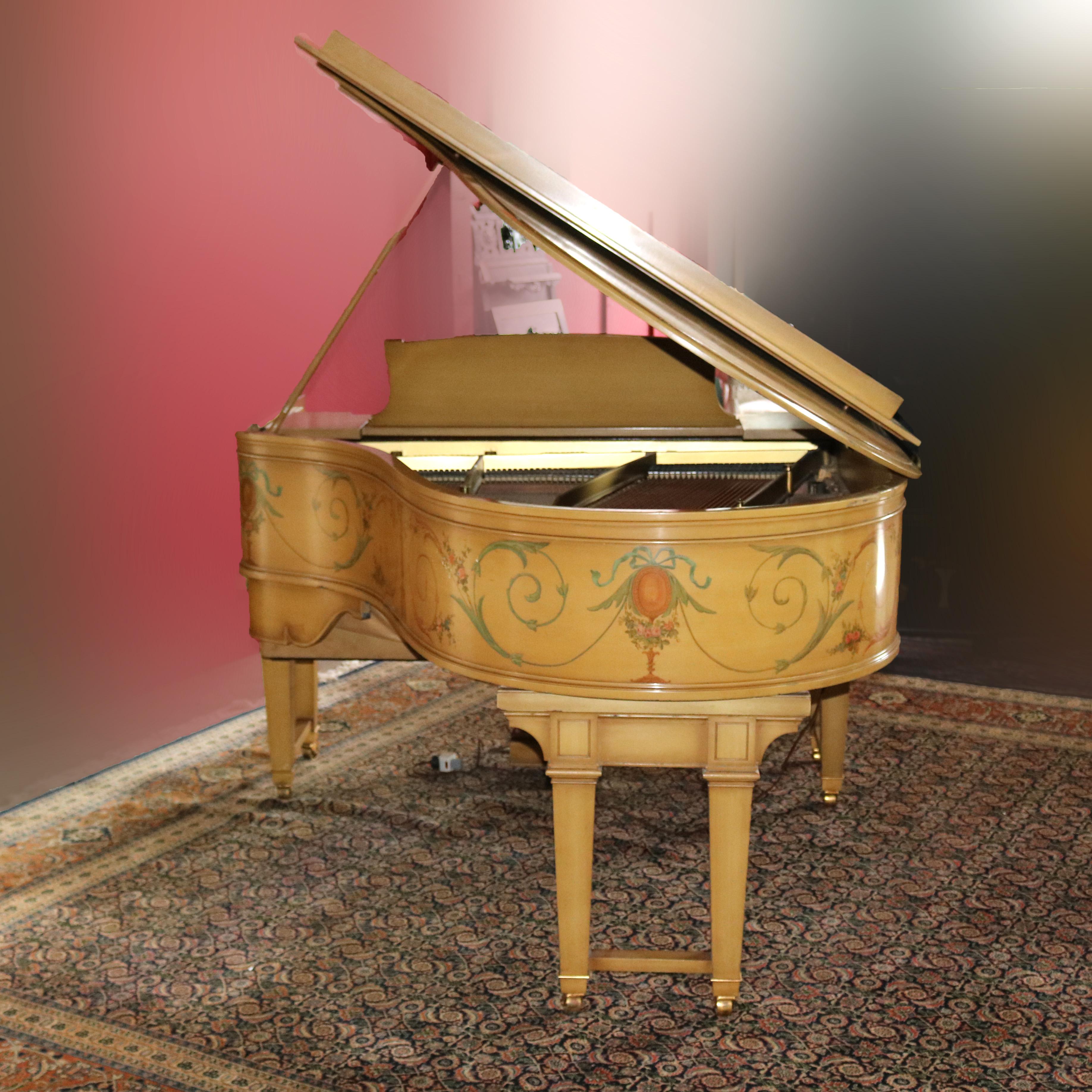 American Steinway Duo Art M Aeolian Player Grand Piano, Custom Painted Decorated, 20th C