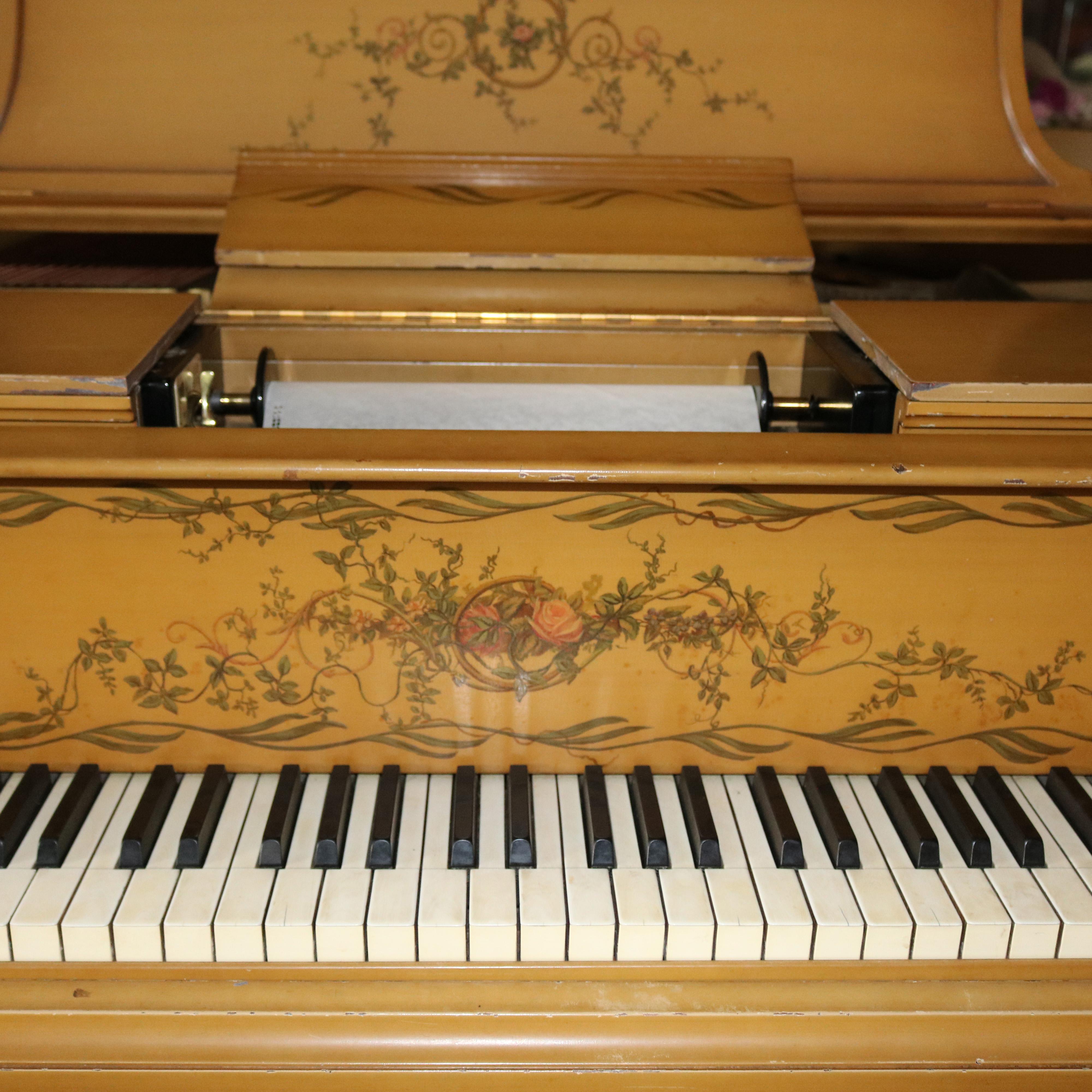 Steinway Duo Art M Aeolian Player Grand Piano, Custom Painted Decorated, 20th C In Good Condition In Big Flats, NY