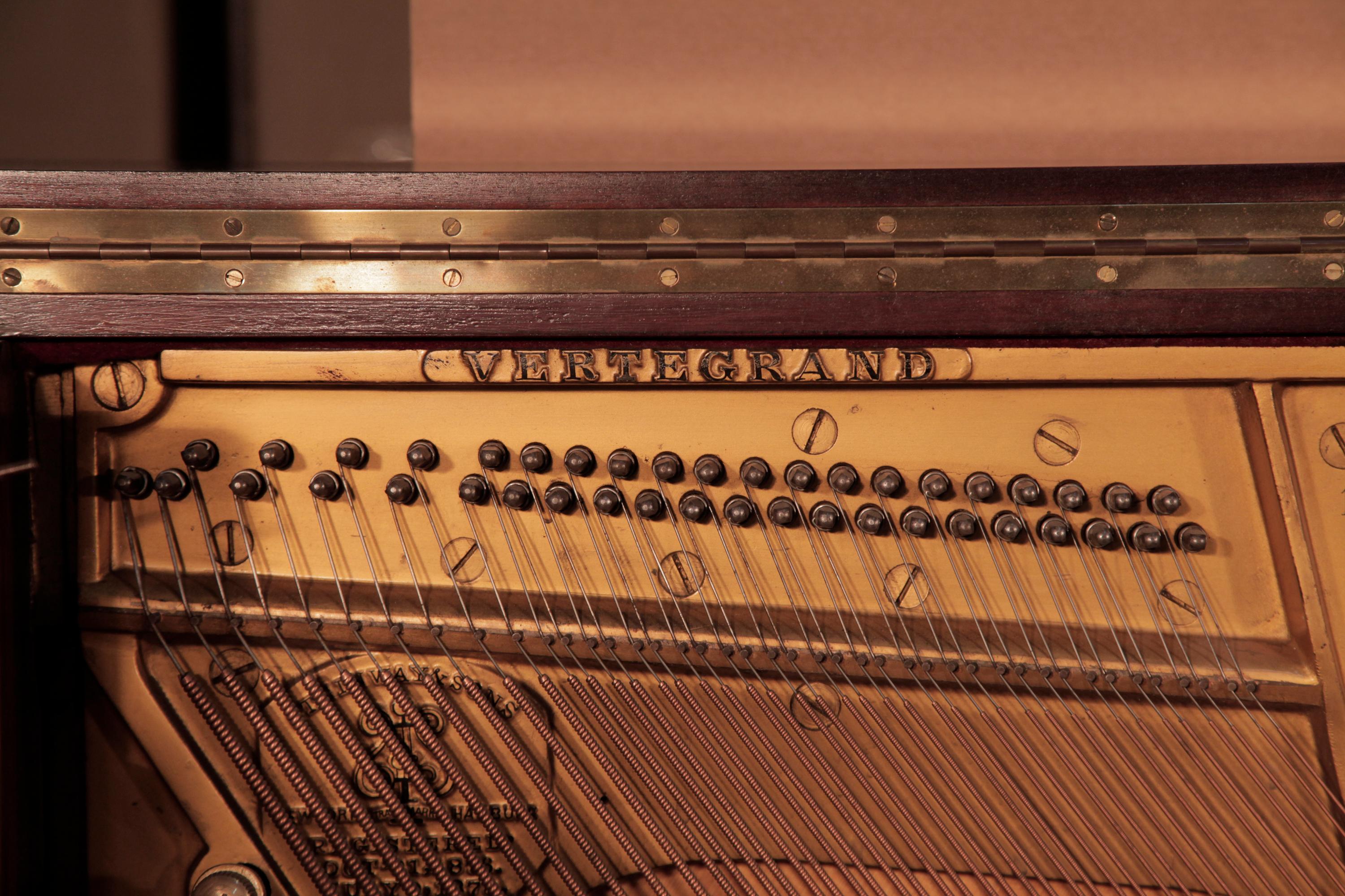 20th Century Steinway Upright Piano Arts and Crafts Mahogany Sculptural Legs Cut-Out Hearts For Sale