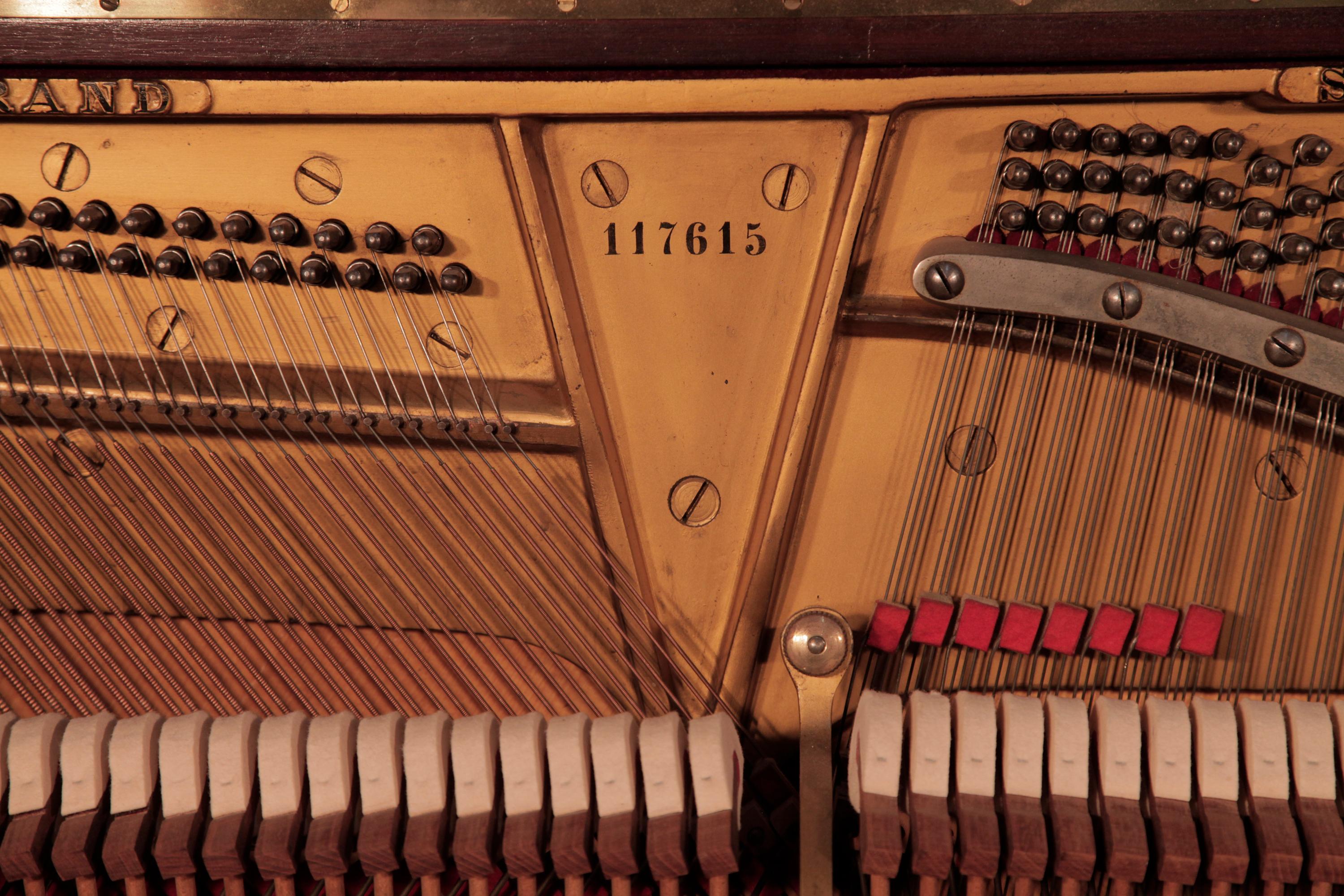 Brass Steinway Upright Piano Arts and Crafts Mahogany Sculptural Legs Cut-Out Hearts For Sale