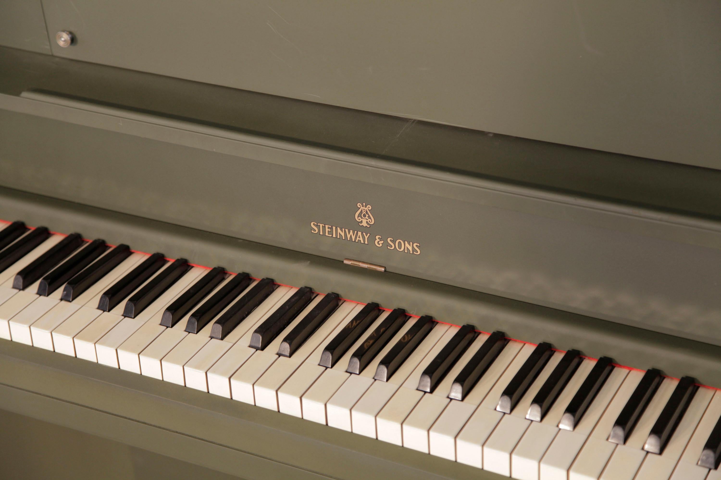 Steinway Victory Vertical Piano Olive Drab Airdropped to Troops During WWII  For Sale at 1stDibs