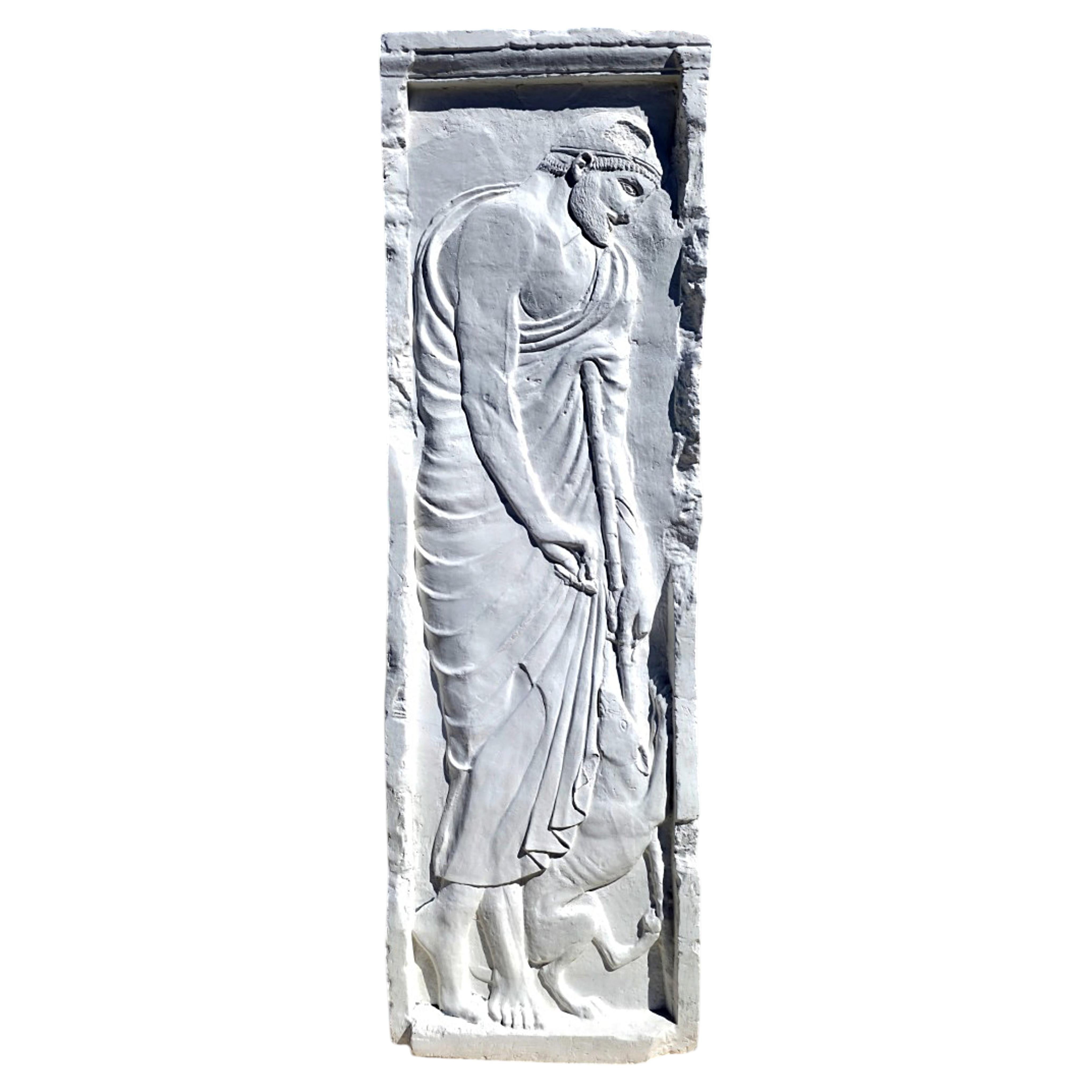 STELE - ALXENOR OF ORCOMENO - PLASTER COPY OF THE ATHENIAN ORIGINAL 20th Century For Sale