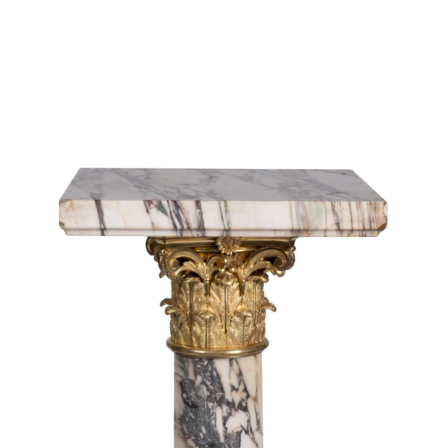 Stele, Column in Marble and Gilt Bronze from the 19th Century.

Marble and gilt bronze column from the Napoleon III period, 19th century.  
H: 120cm, W: 35cm, D: 35cm