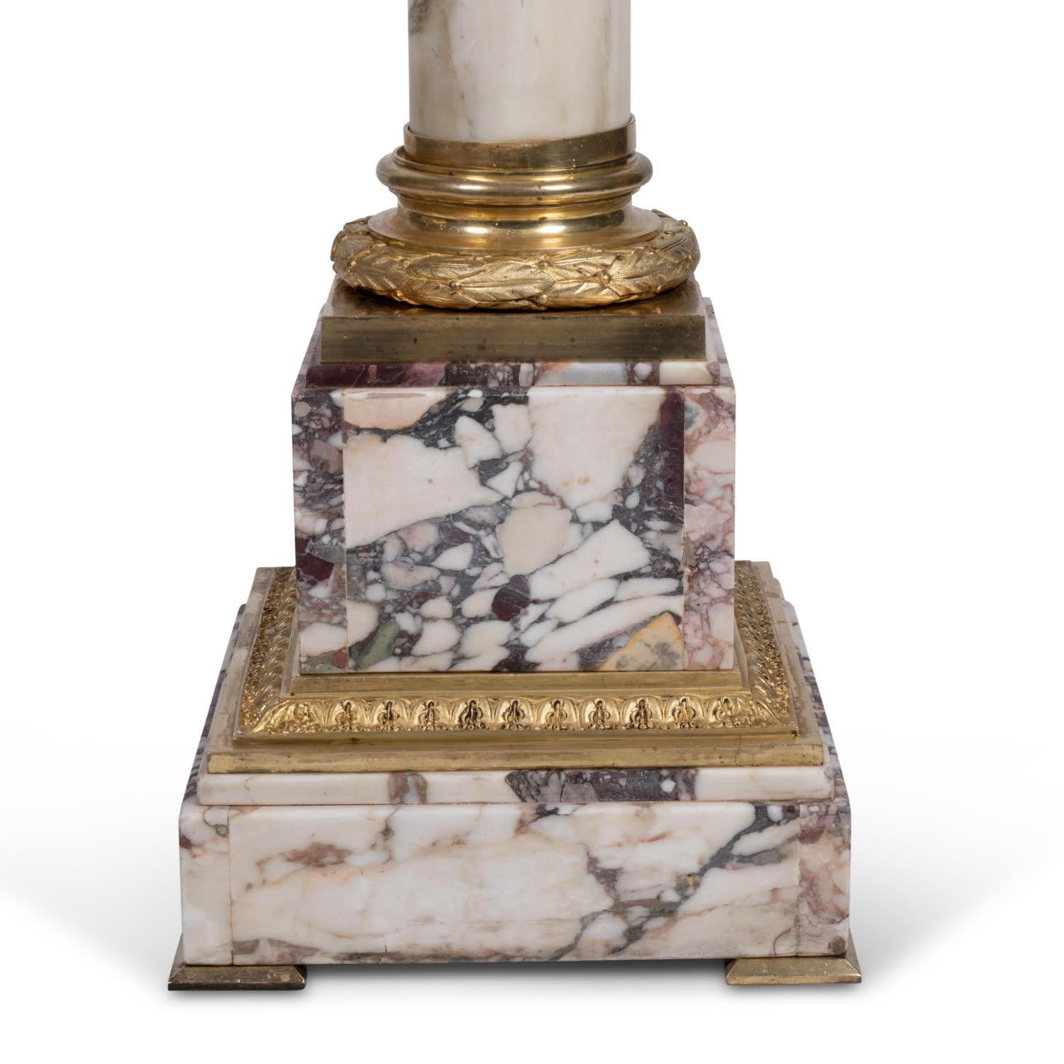 Napoleon III Stele, Column in Marble and Gilt Bronze from the 19th Century. For Sale