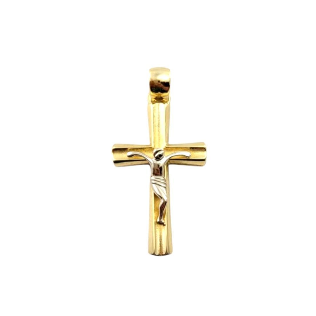 Ciondolo Crocifisso a 2 toni in oro giallo 18 carati Stella #21519
