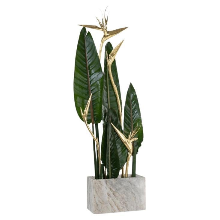 Stella 4 - Marble Vase With Brass Flower Sculptures For Sale