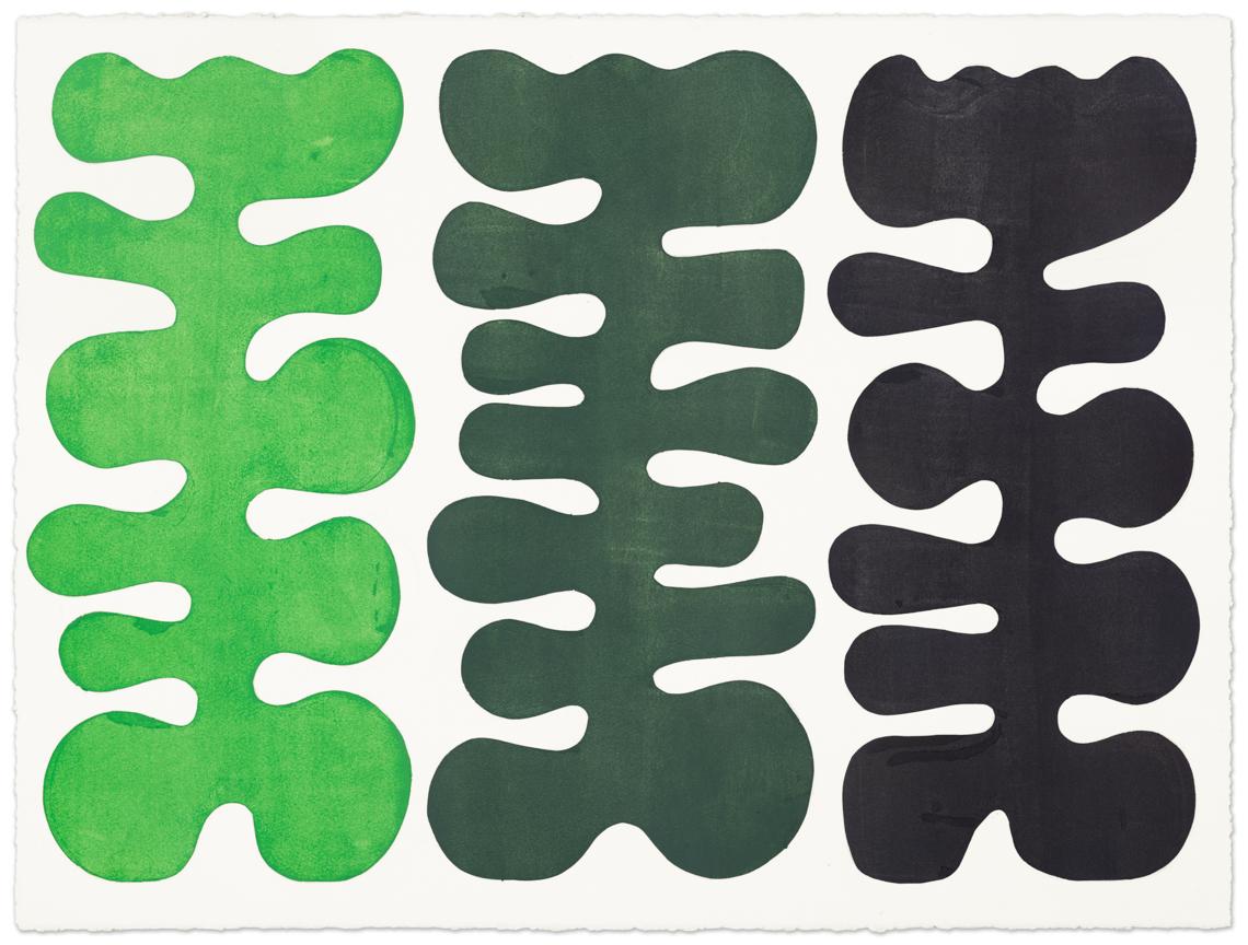 3 Green Organic Shapes - Mixed Media Art by Stella Alesi