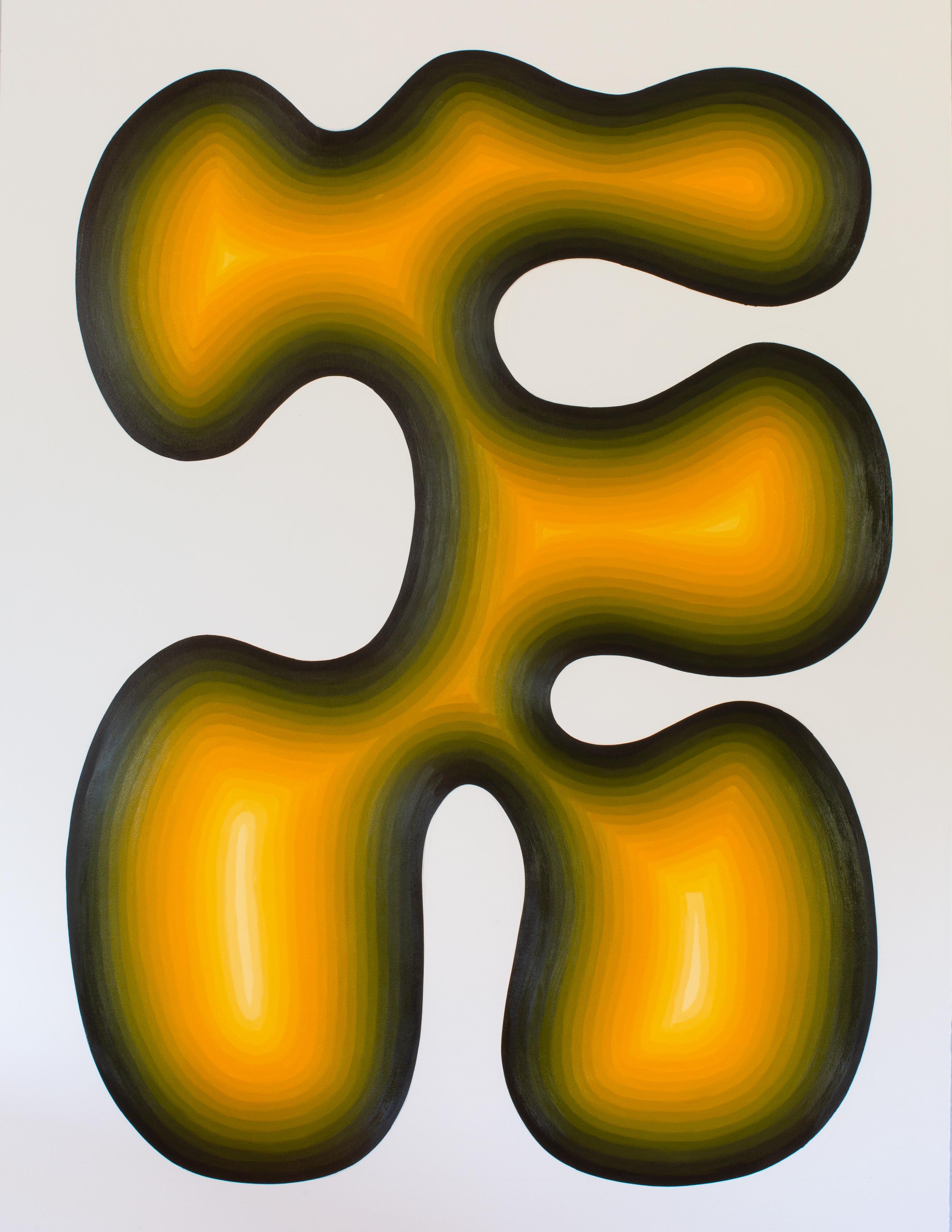 Yellow Organic Post Modern Abstract Shape - Mixed Media Art by Stella Alesi