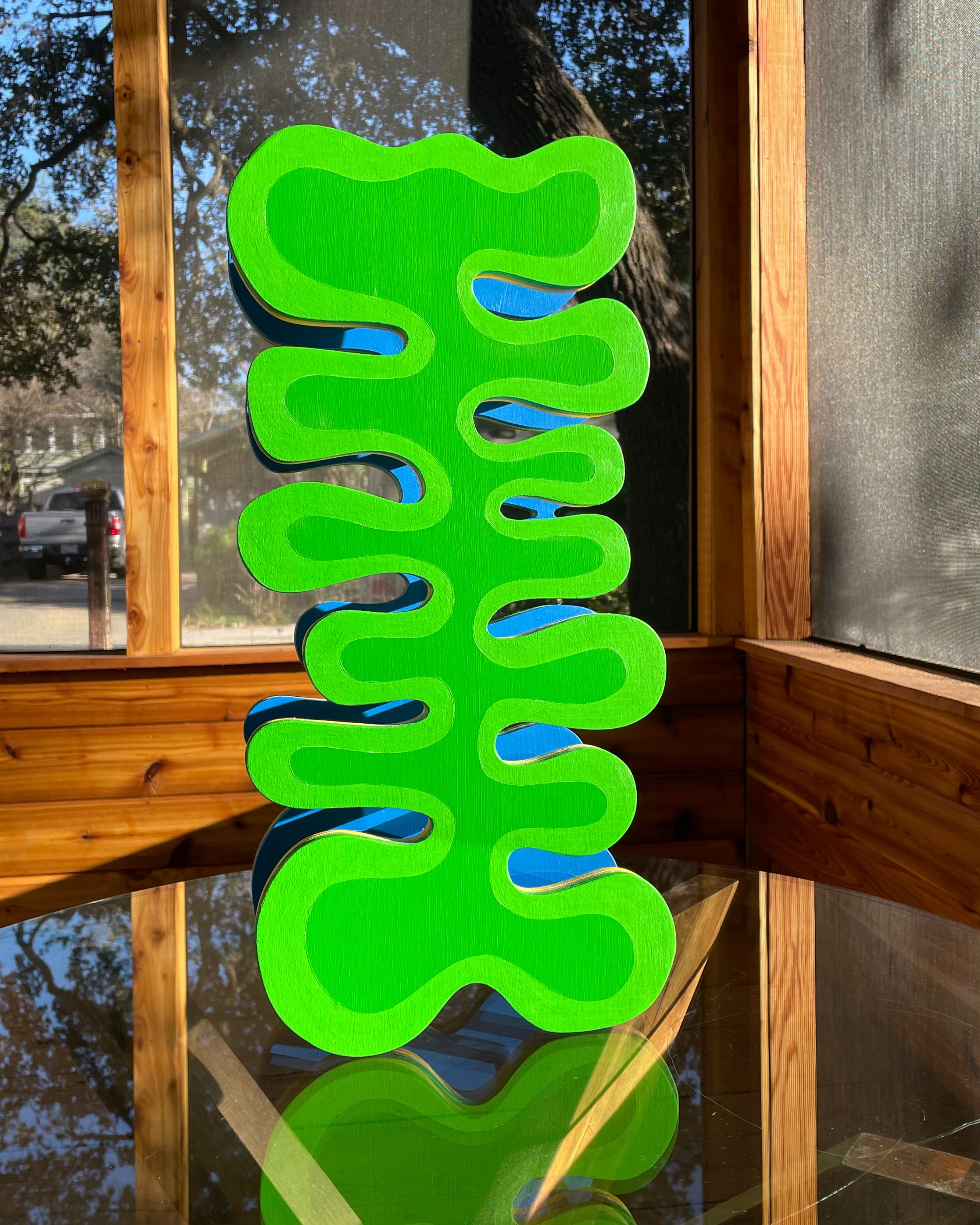 Stella Alesi Abstract Sculpture - Abstract Organic Green Shape Sculpture