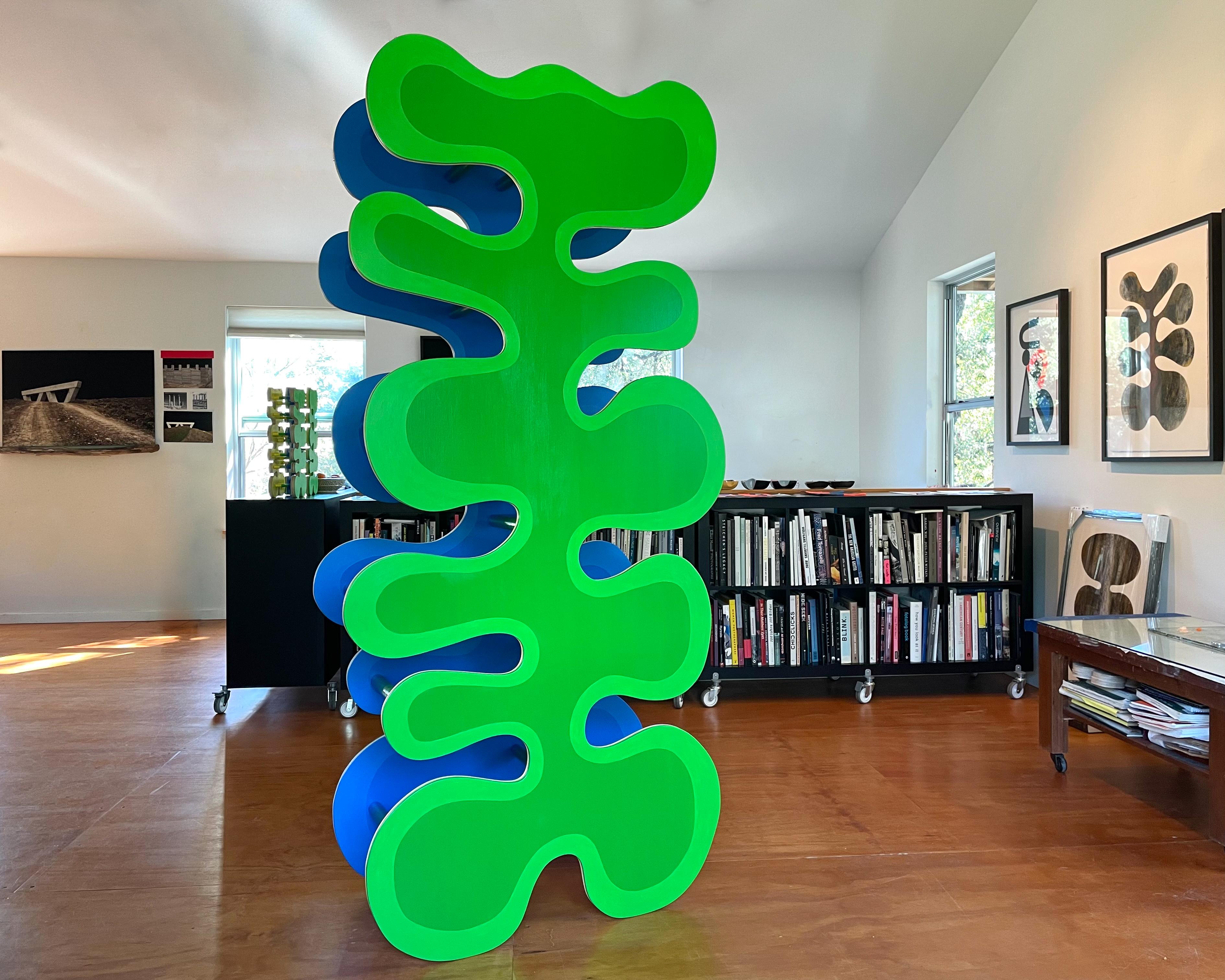 Stella Alesi Abstract Sculpture - Large Green Abstract Organic Shape Sculpture