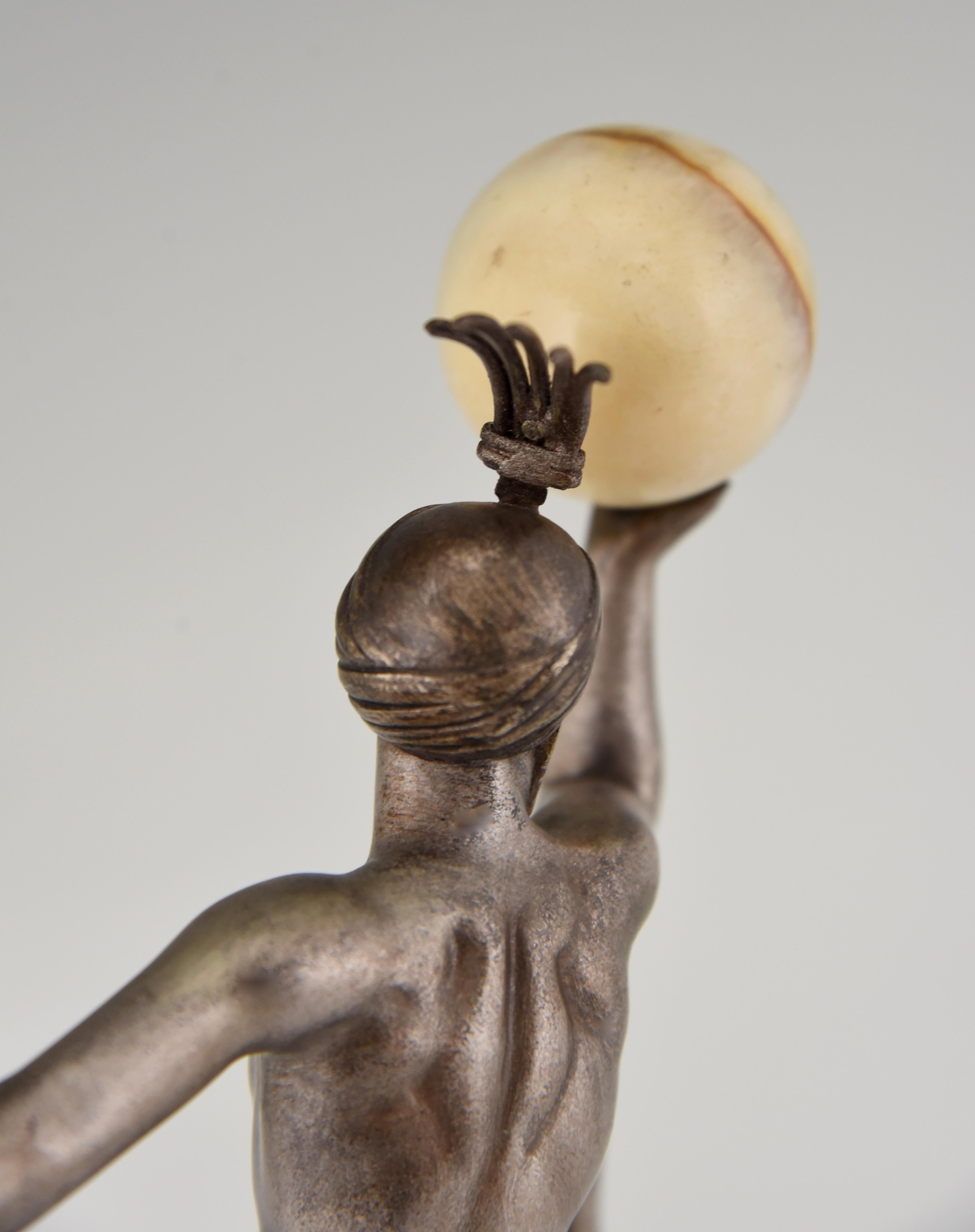 Stella Art Deco Bronze Sculpture Nude Ball Dancer Maurice Guiraud Rivière, 1920 4