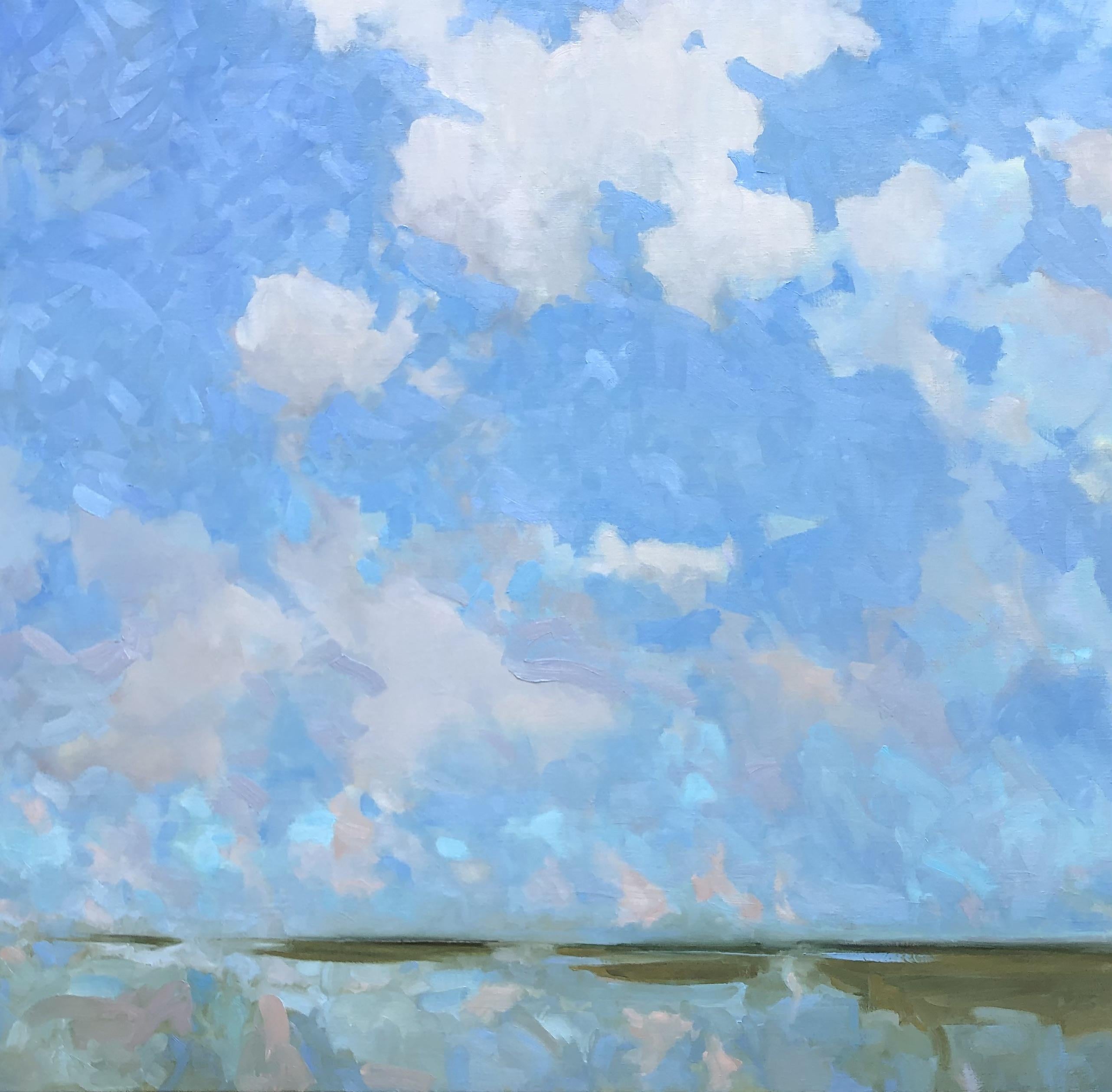 "Blue Sky" cattura i colori vibranti delle zone umide estive in stile post-impressionista. I toni dinamici del blu e del rosa evocano il calore e la bellezza naturale, rendendola un'aggiunta straordinaria a qualsiasi spazio. Questo dipinto a olio,