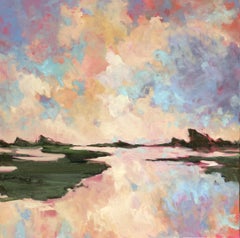 Pittura ad olio con vista colorata "Cielo magico" di Stella Burggraaf