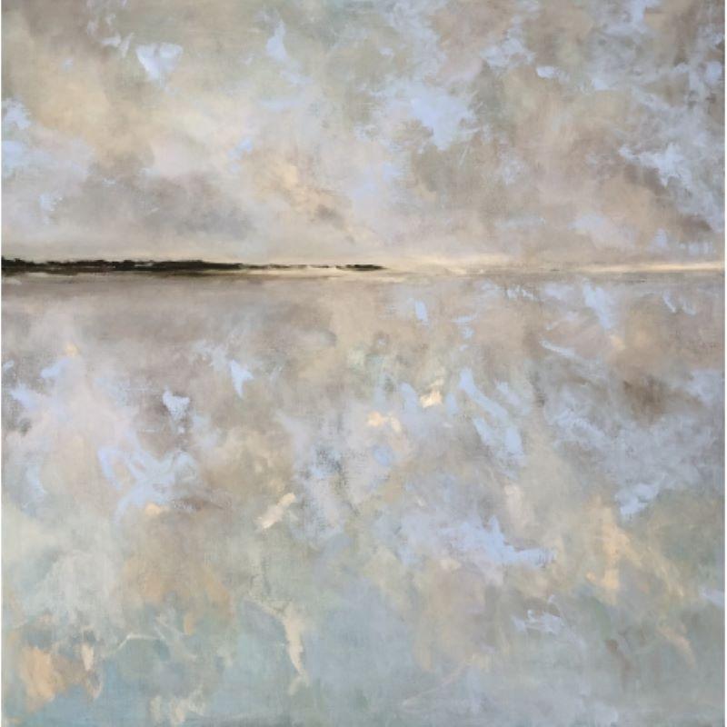 "Winter Blues" es un óleo semiabstracto que muestra un sereno paisaje invernal. Con armoniosos tonos azules y grises, esta obra de arte impresionista evoca una tranquilidad atemporal. Realizada sobre lienzo, la obra se enmarca en un bastidor de