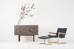 Stella Cabinet, Ebonized Oak, Burnished Nickel, In Stock