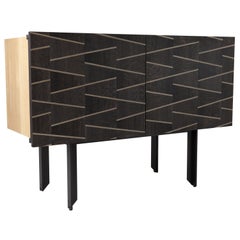 Stella Cabinet, Ebonized Oak, Burnished Nickel, In Stock