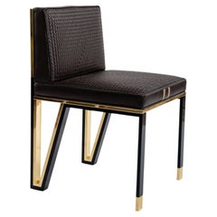 "Stella" Chair with Bronze and Exclusive Woven Leather, Tailor Made, Istanbul
