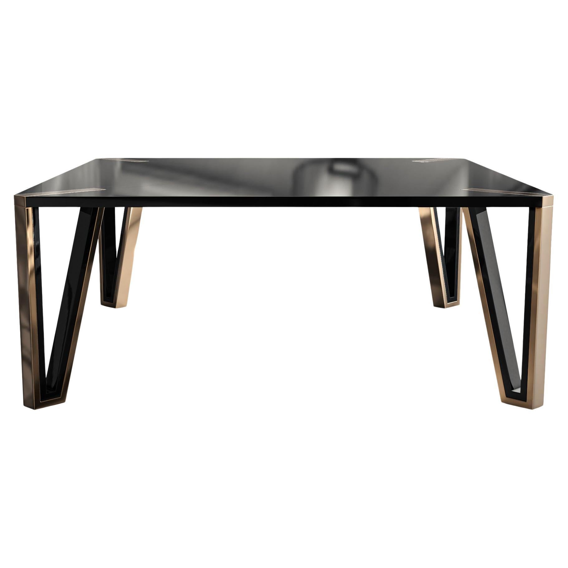 "Stella" Coffee Table With Bronze, Handcrafted, Istanbul