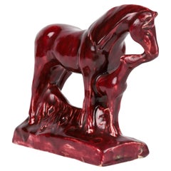 Stella Crofts Art Pottery Glazed Figure of Mare and Foal 1944
