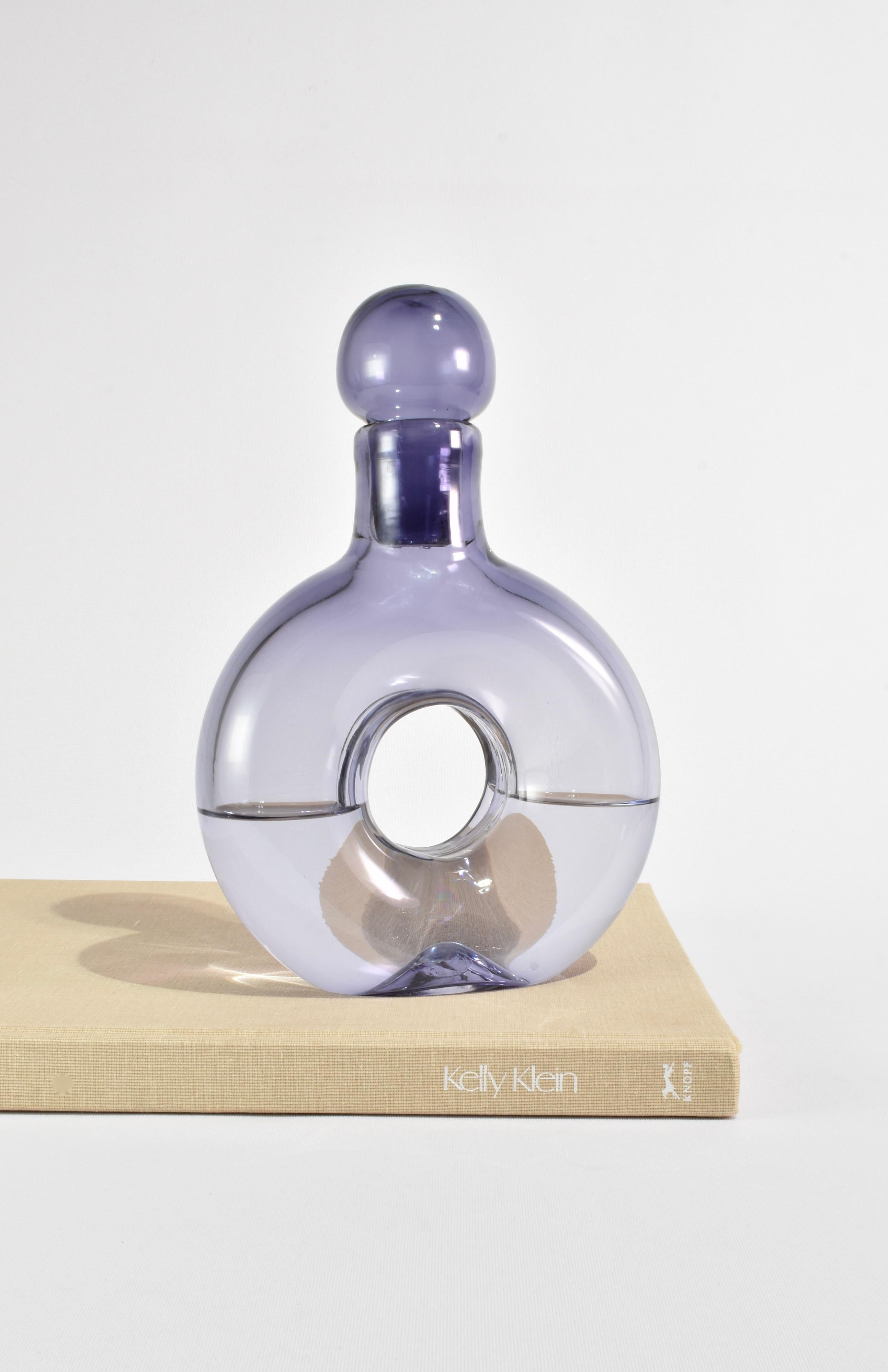 Blown Glass Stella Decanter in Fig For Sale