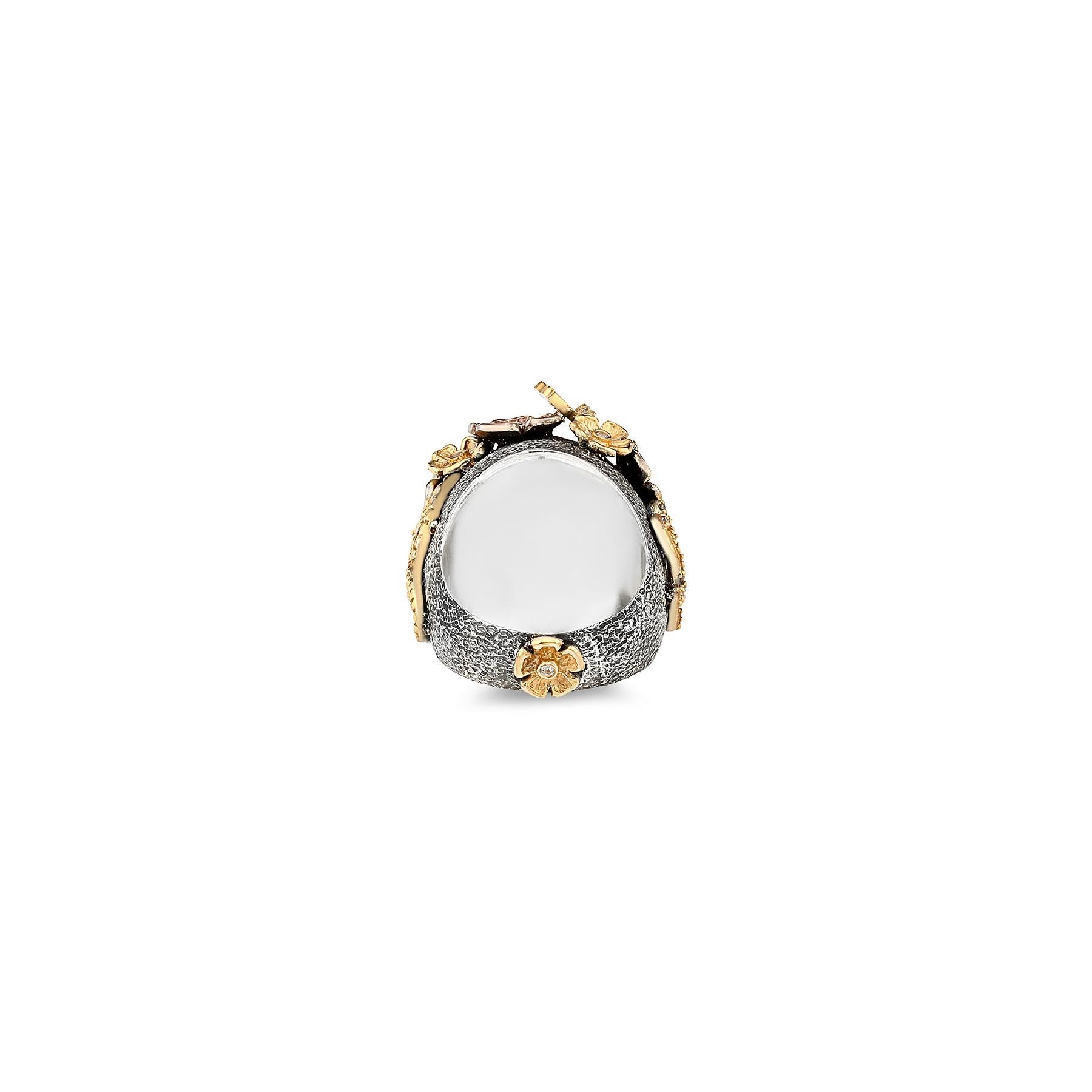 Bague fantaisie Mystery Garden aigue-marine Flame 14 carats et argent sterling Neuf - En vente à Bridgehampton, NY
